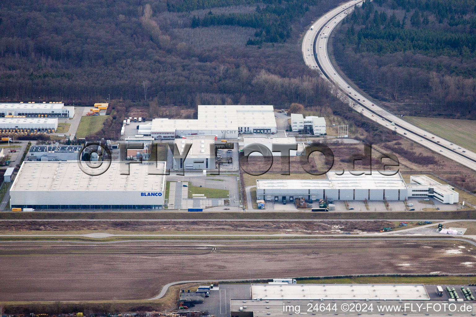 Vue aérienne de Zone industrielle Ouest II, BLANCO à Bruchsal dans le département Bade-Wurtemberg, Allemagne