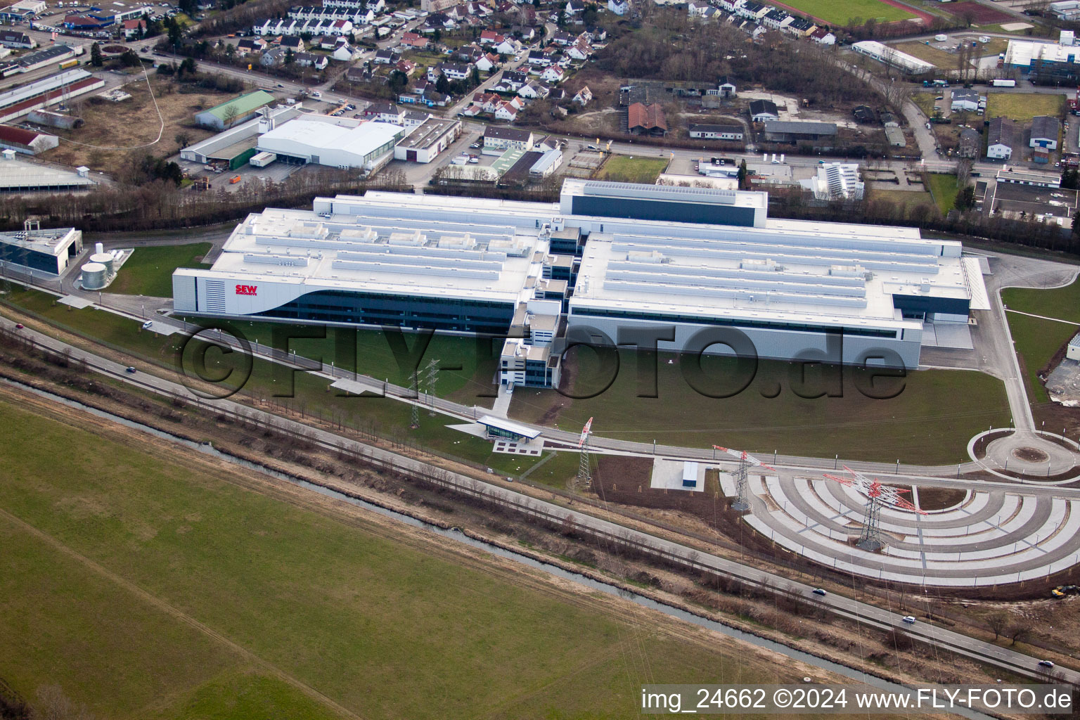 Vue oblique de SEW Eurodrive à Bruchsal dans le département Bade-Wurtemberg, Allemagne