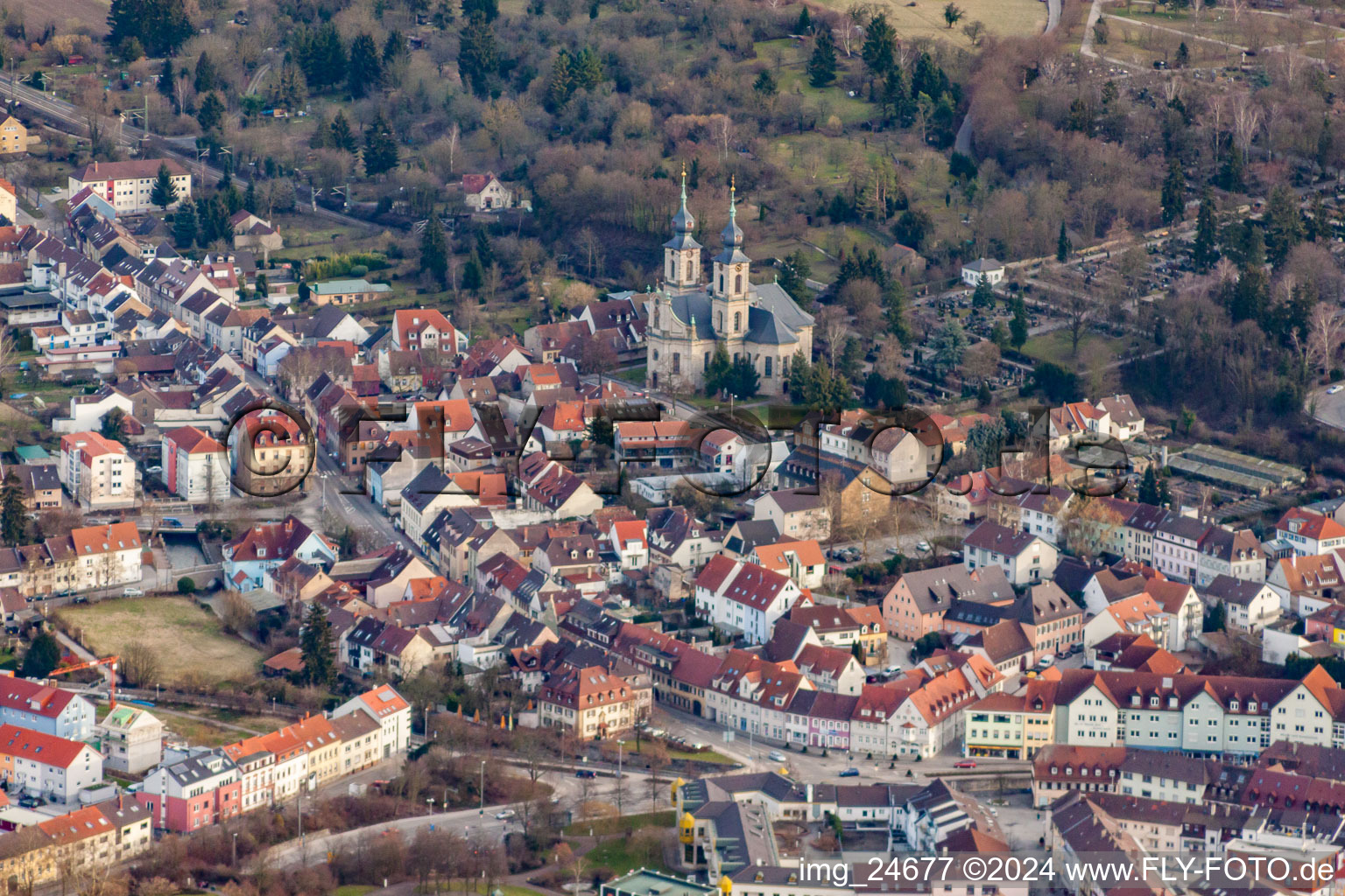 Vue aérienne de Saint-Pierre à Bruchsal dans le département Bade-Wurtemberg, Allemagne