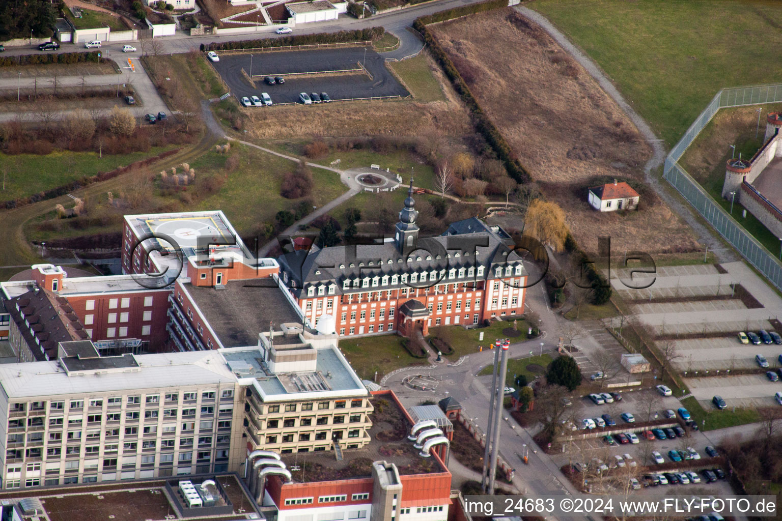 Vue aérienne de Clinique Prince Stirum à Bruchsal dans le département Bade-Wurtemberg, Allemagne