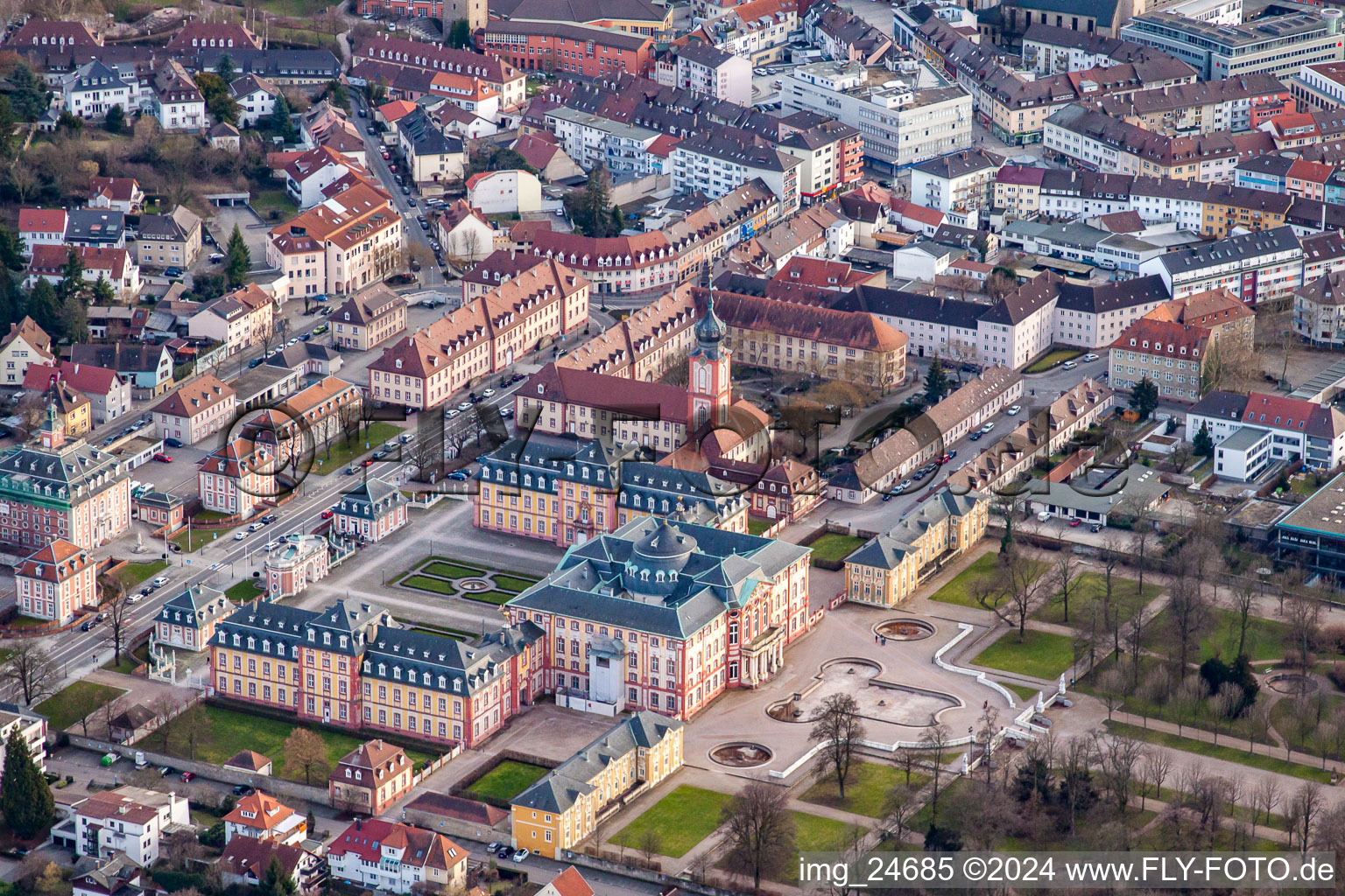 Vue aérienne de Château du nord-ouest à Bruchsal dans le département Bade-Wurtemberg, Allemagne