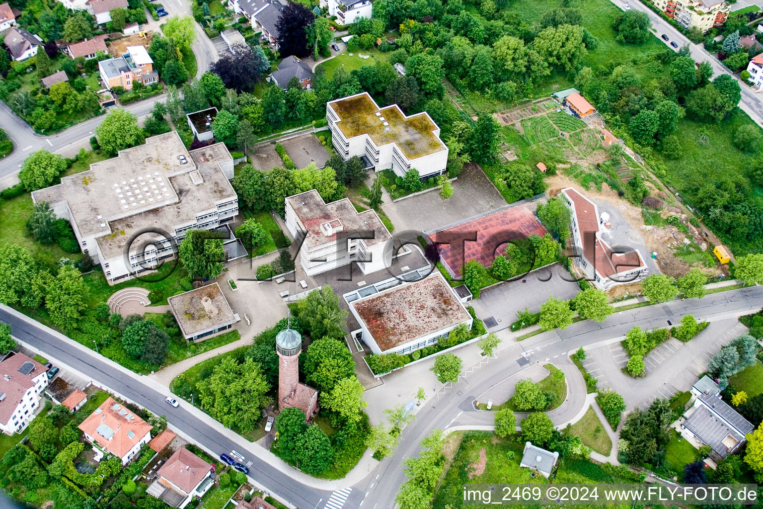 Vue aérienne de SW, Lycée Reuchlin à Pforzheim dans le département Bade-Wurtemberg, Allemagne