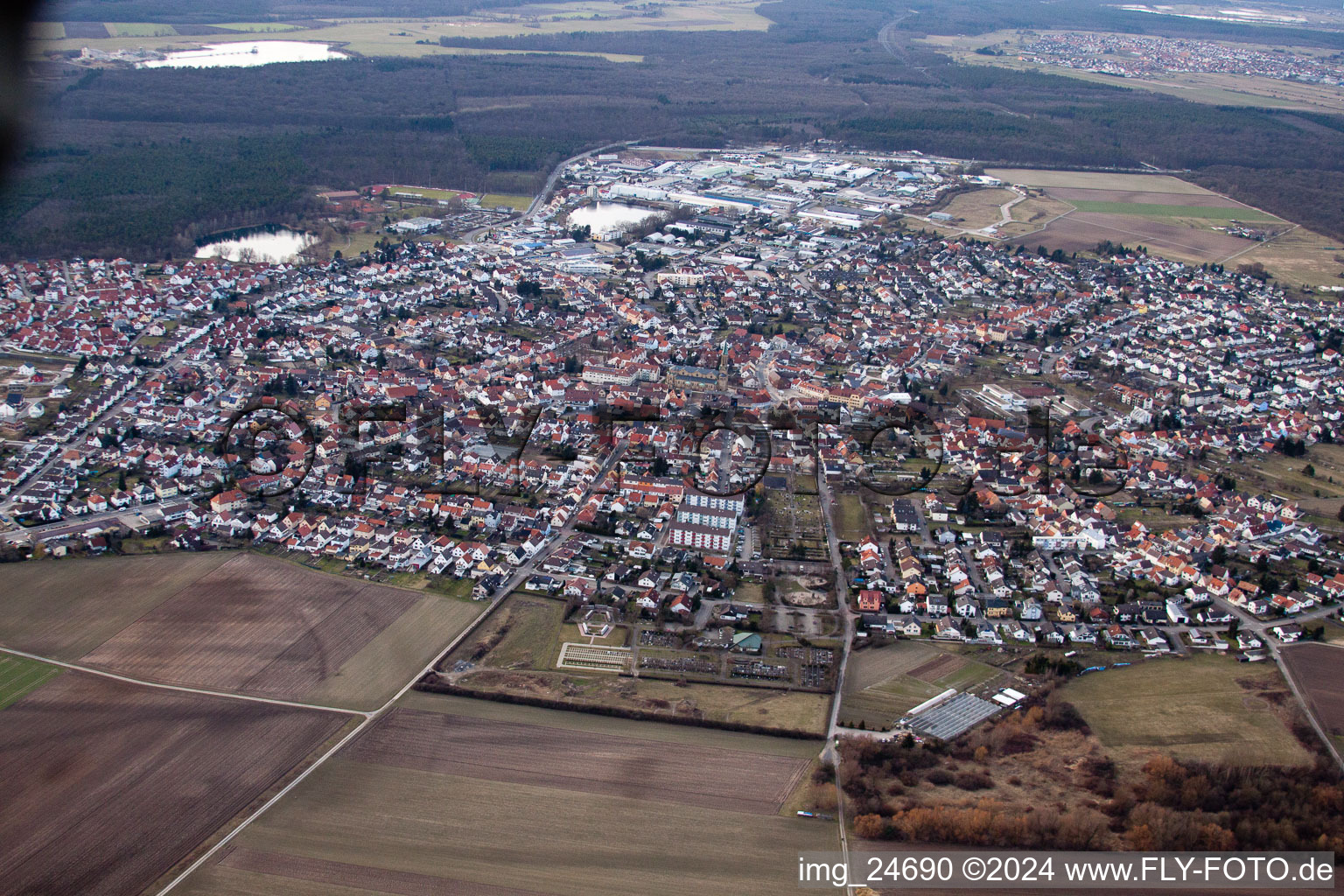 Vue oblique de Forst dans le département Bade-Wurtemberg, Allemagne