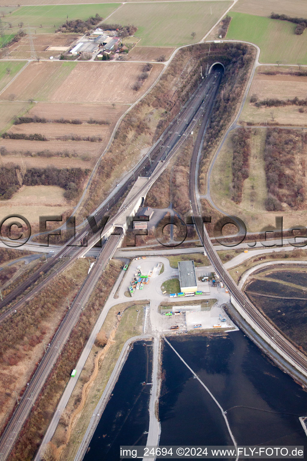 Vue aérienne de Tunnel de GLACE à Bruchsal dans le département Bade-Wurtemberg, Allemagne