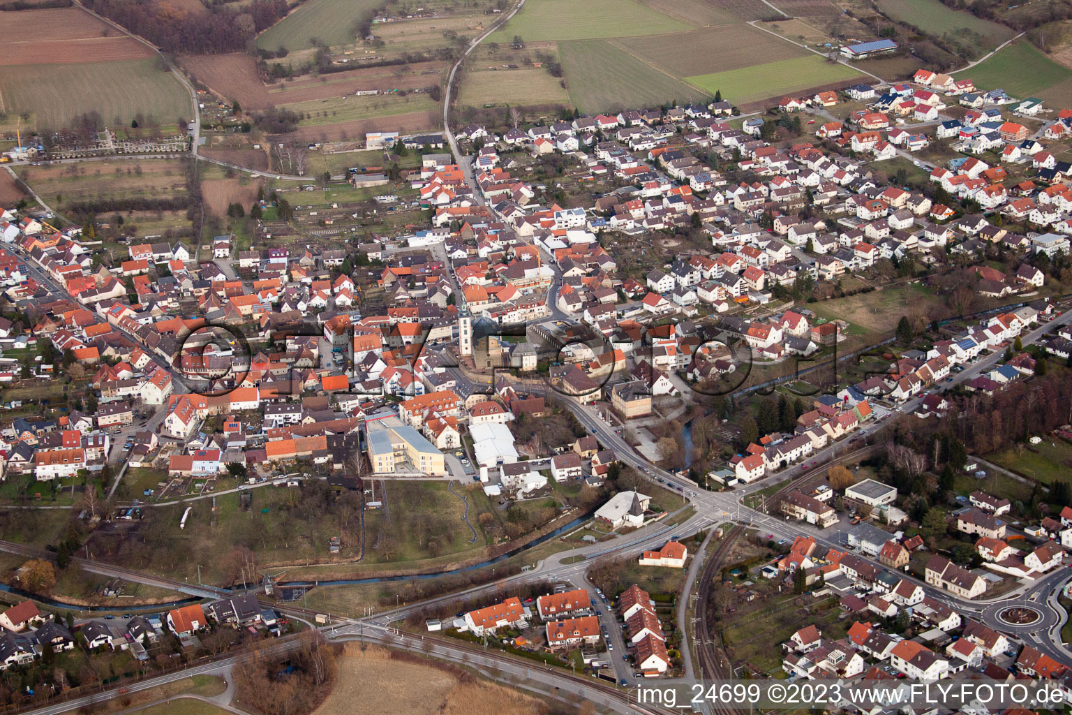 Quartier Ubstadt in Ubstadt-Weiher dans le département Bade-Wurtemberg, Allemagne vue d'en haut