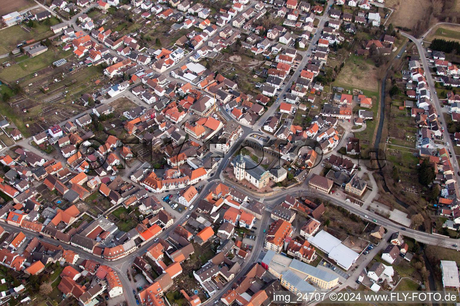 Quartier Ubstadt in Ubstadt-Weiher dans le département Bade-Wurtemberg, Allemagne depuis l'avion