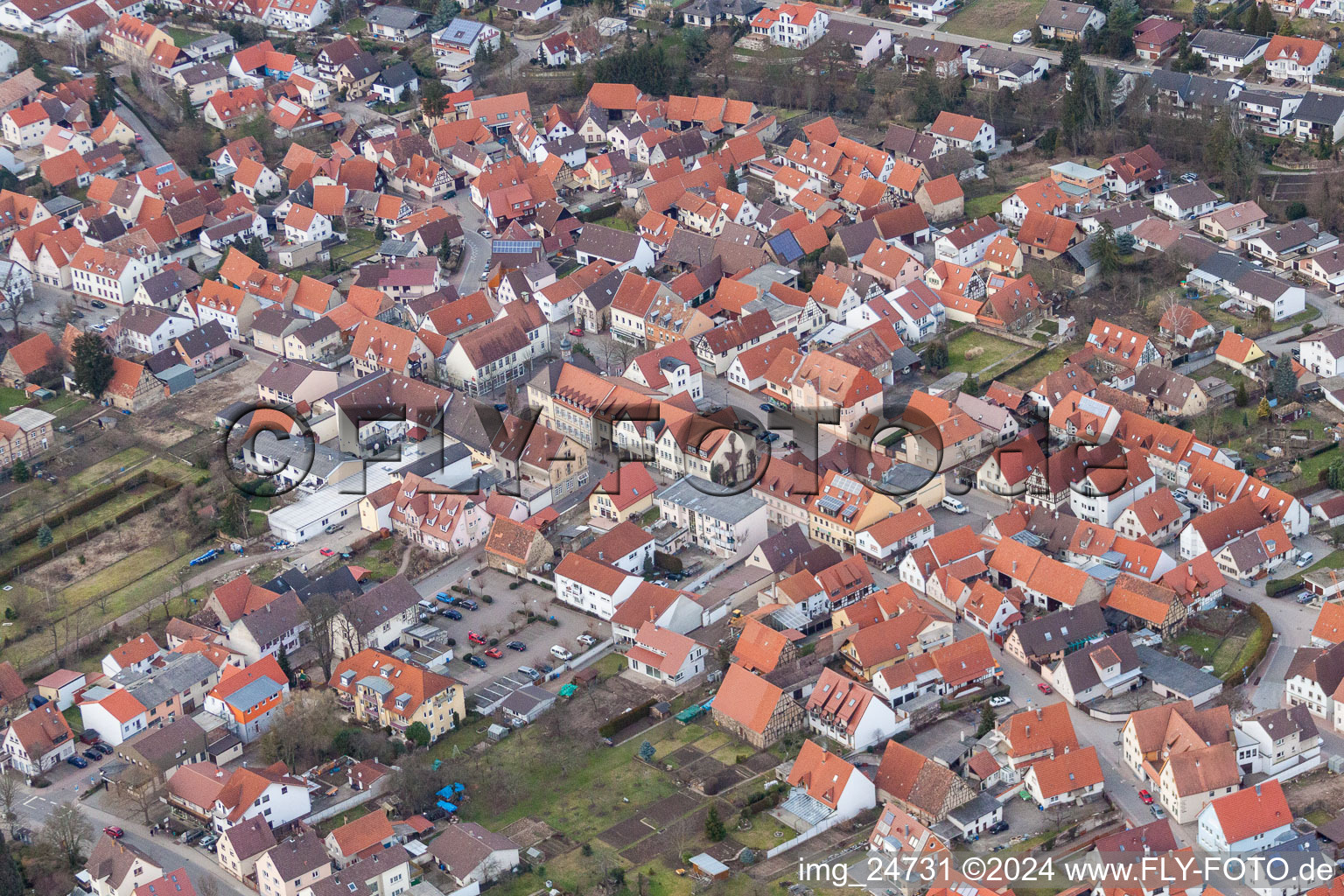 Vue aérienne de Quartier Mingolsheim à le quartier Bad Mingolsheim in Bad Schönborn dans le département Bade-Wurtemberg, Allemagne