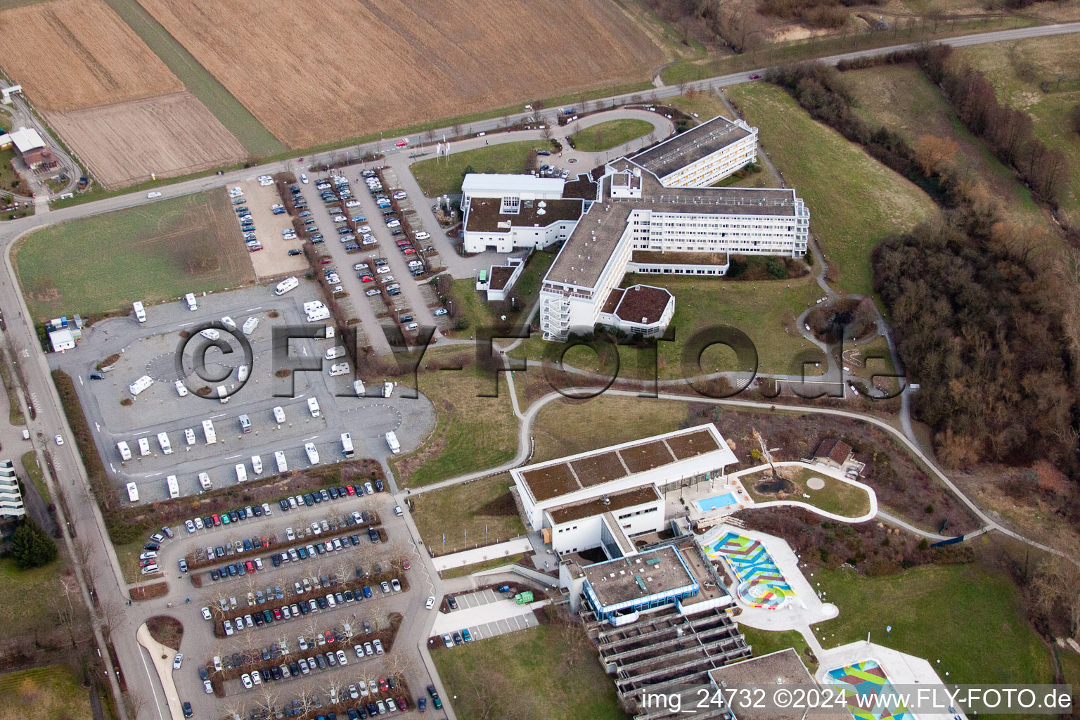 Vue aérienne de Clinique Reh Sigmund Weil à le quartier Bad Mingolsheim in Bad Schönborn dans le département Bade-Wurtemberg, Allemagne