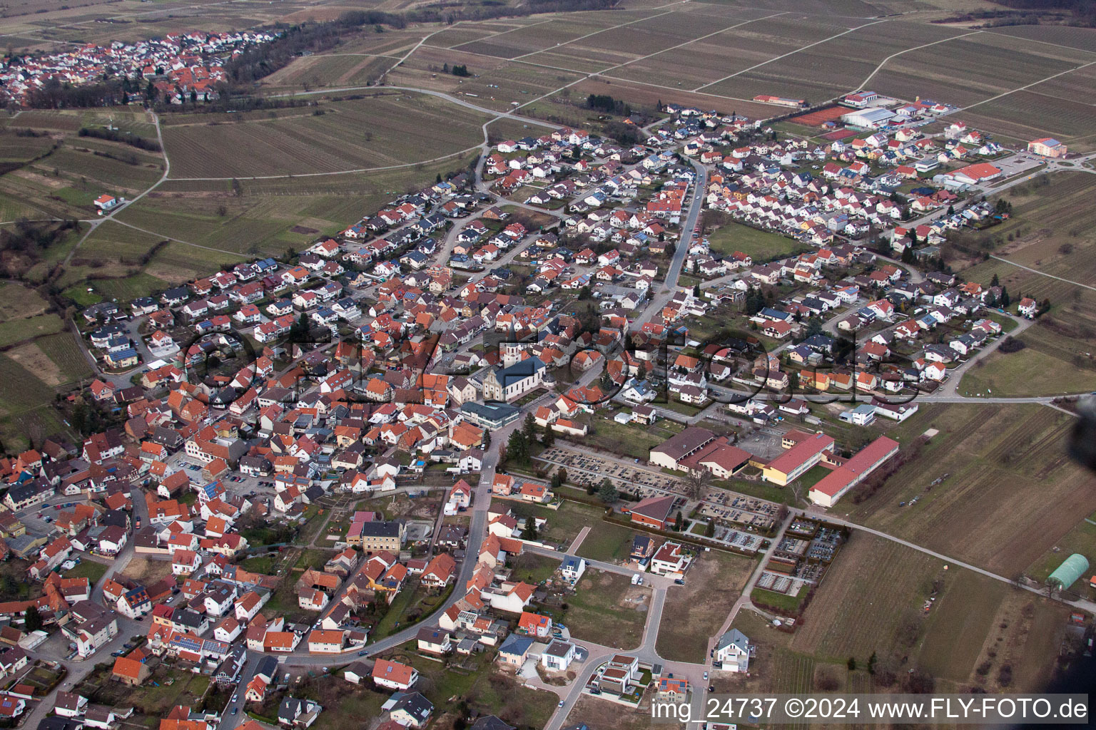 Vue aérienne de Malsch dans le département Bade-Wurtemberg, Allemagne