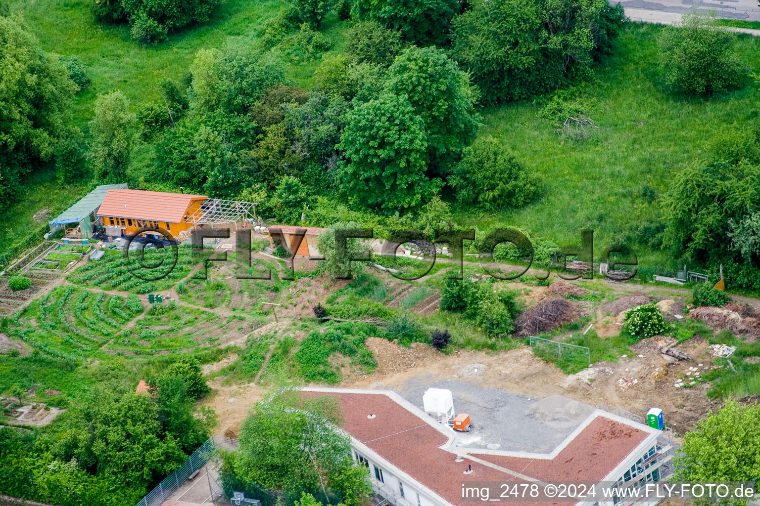 Vue aérienne de SW, École Waldorf à Pforzheim dans le département Bade-Wurtemberg, Allemagne