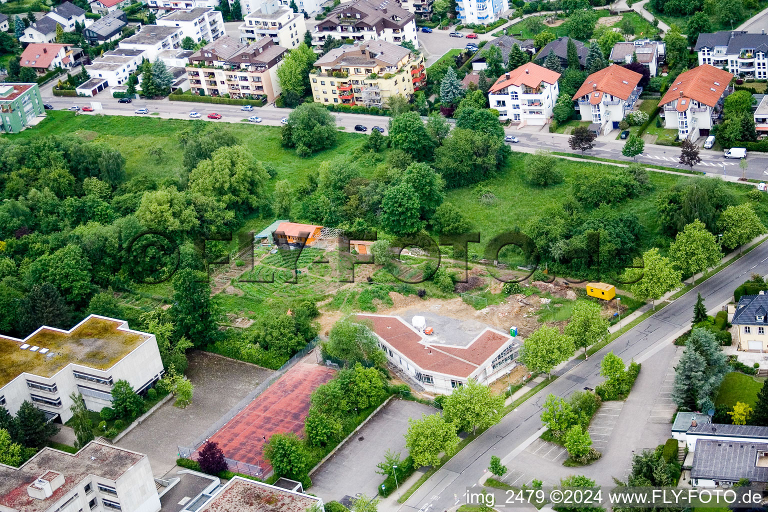 Vue aérienne de SW, École Waldorf à Pforzheim dans le département Bade-Wurtemberg, Allemagne