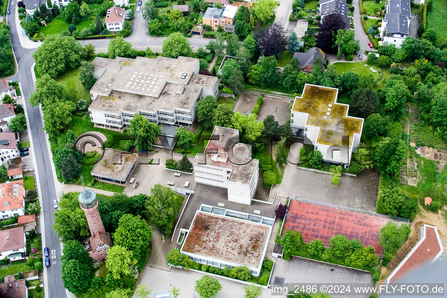 Photographie aérienne de SW, Lycée Reuchlin à Pforzheim dans le département Bade-Wurtemberg, Allemagne