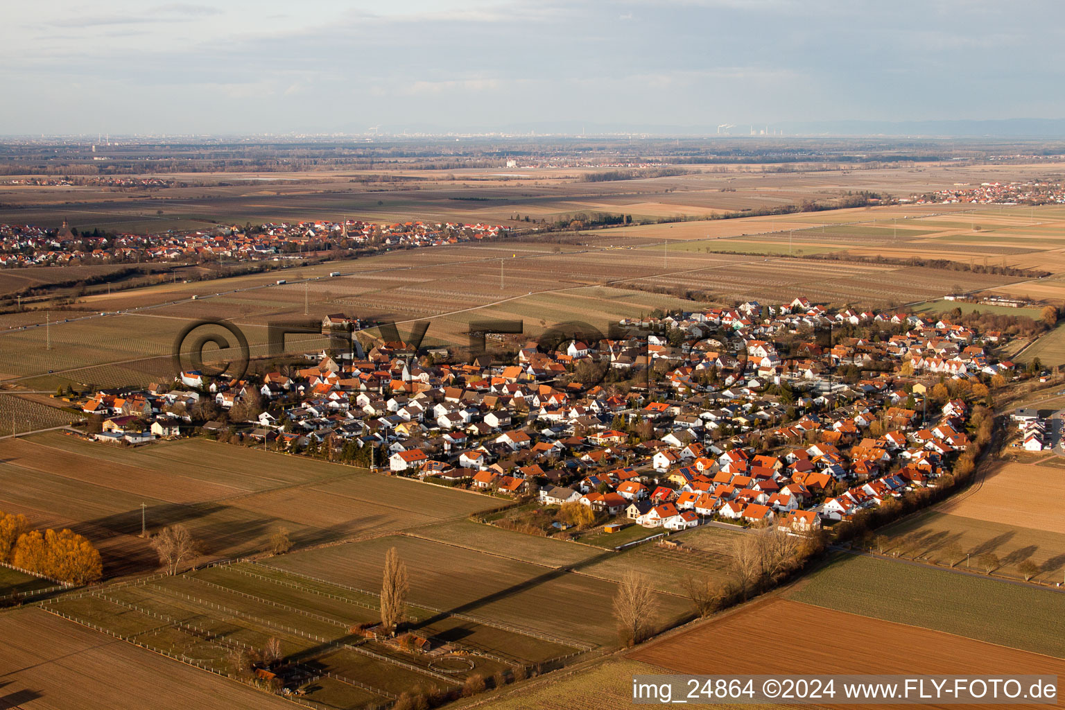 Vue oblique de Bornheim dans le département Rhénanie-Palatinat, Allemagne