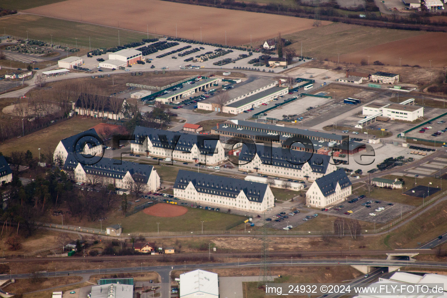 Vue aérienne de Caserne américaine à Schwetzingen dans le département Bade-Wurtemberg, Allemagne