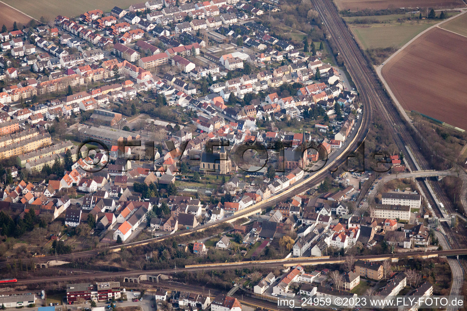 Vue aérienne de Quartier Friedrichsfeld in Mannheim dans le département Bade-Wurtemberg, Allemagne