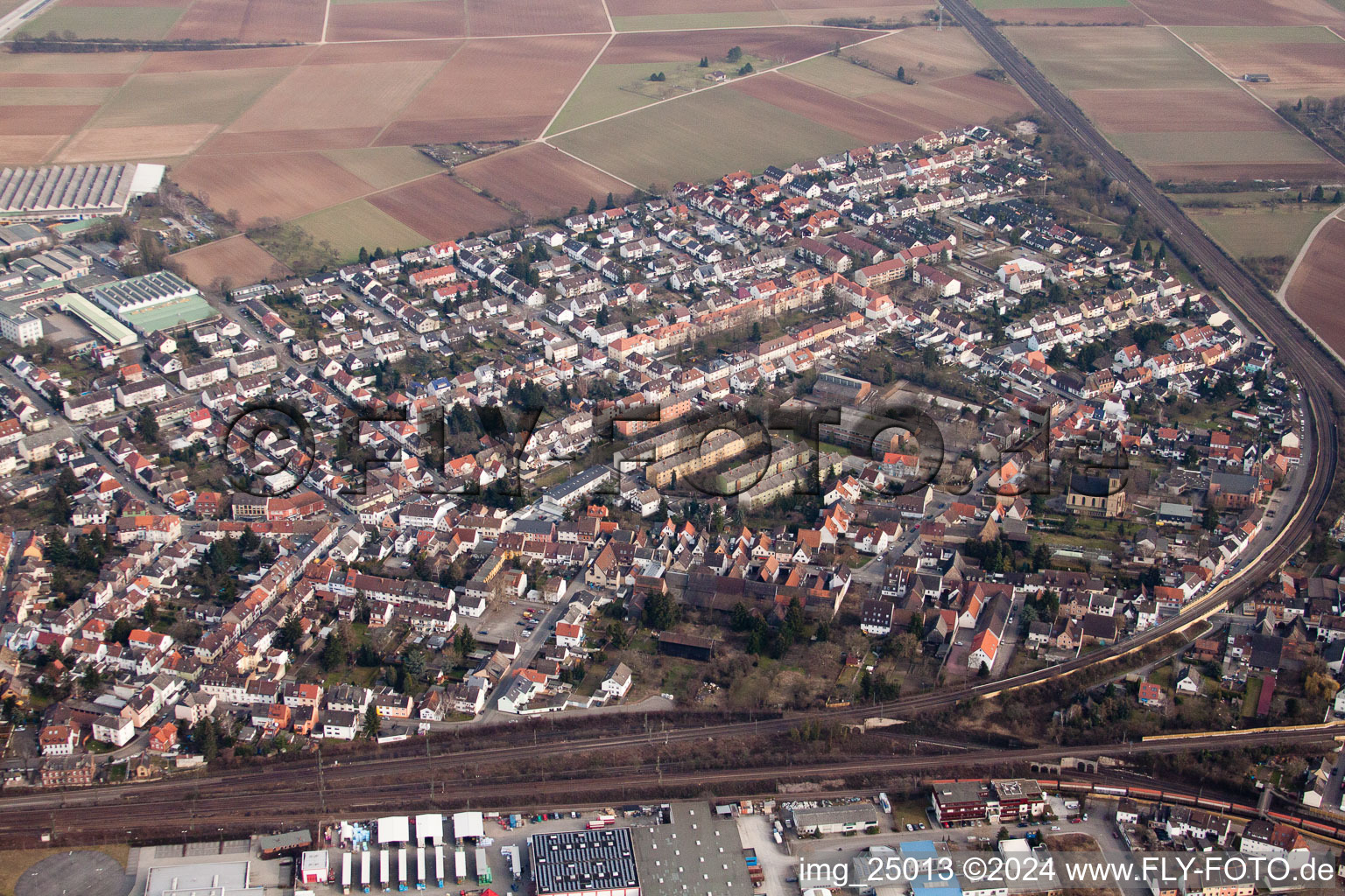 Quartier Friedrichsfeld in Mannheim dans le département Bade-Wurtemberg, Allemagne vue d'en haut