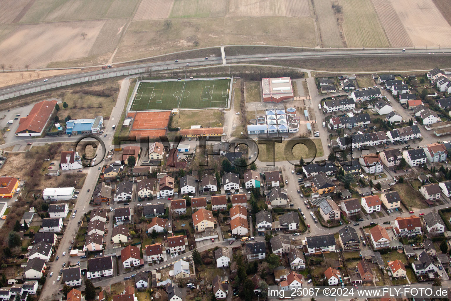 Vue oblique de Hirschacker à Schwetzingen dans le département Bade-Wurtemberg, Allemagne