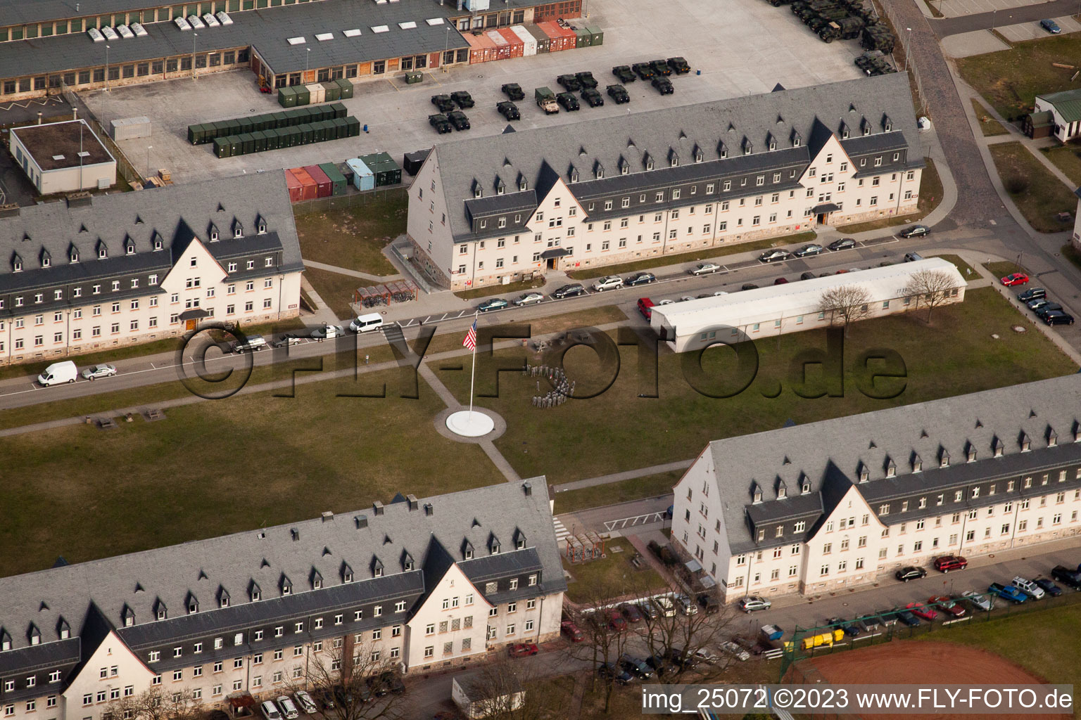 Caserne américaine à Schwetzingen dans le département Bade-Wurtemberg, Allemagne hors des airs