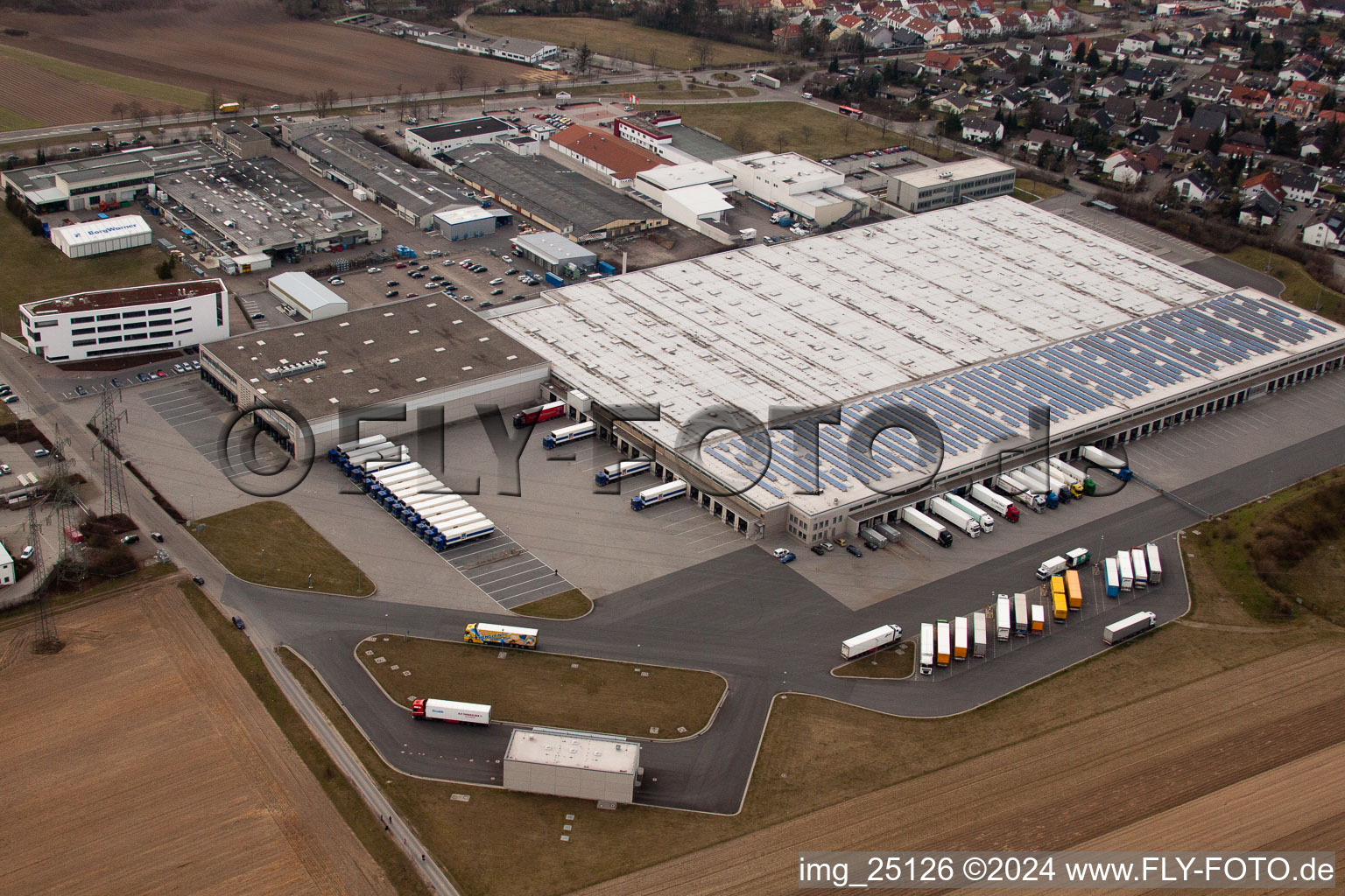 Vue oblique de Centre logistique Aldi à Ketsch dans le département Bade-Wurtemberg, Allemagne