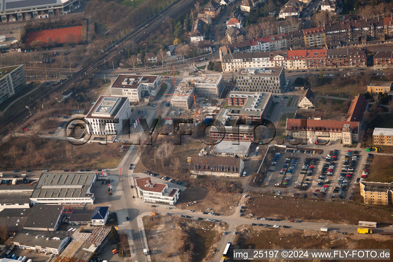 Projet EASTSITE de BAU Bauträgergesellschaft mbH à le quartier Neuostheim in Mannheim dans le département Bade-Wurtemberg, Allemagne d'en haut