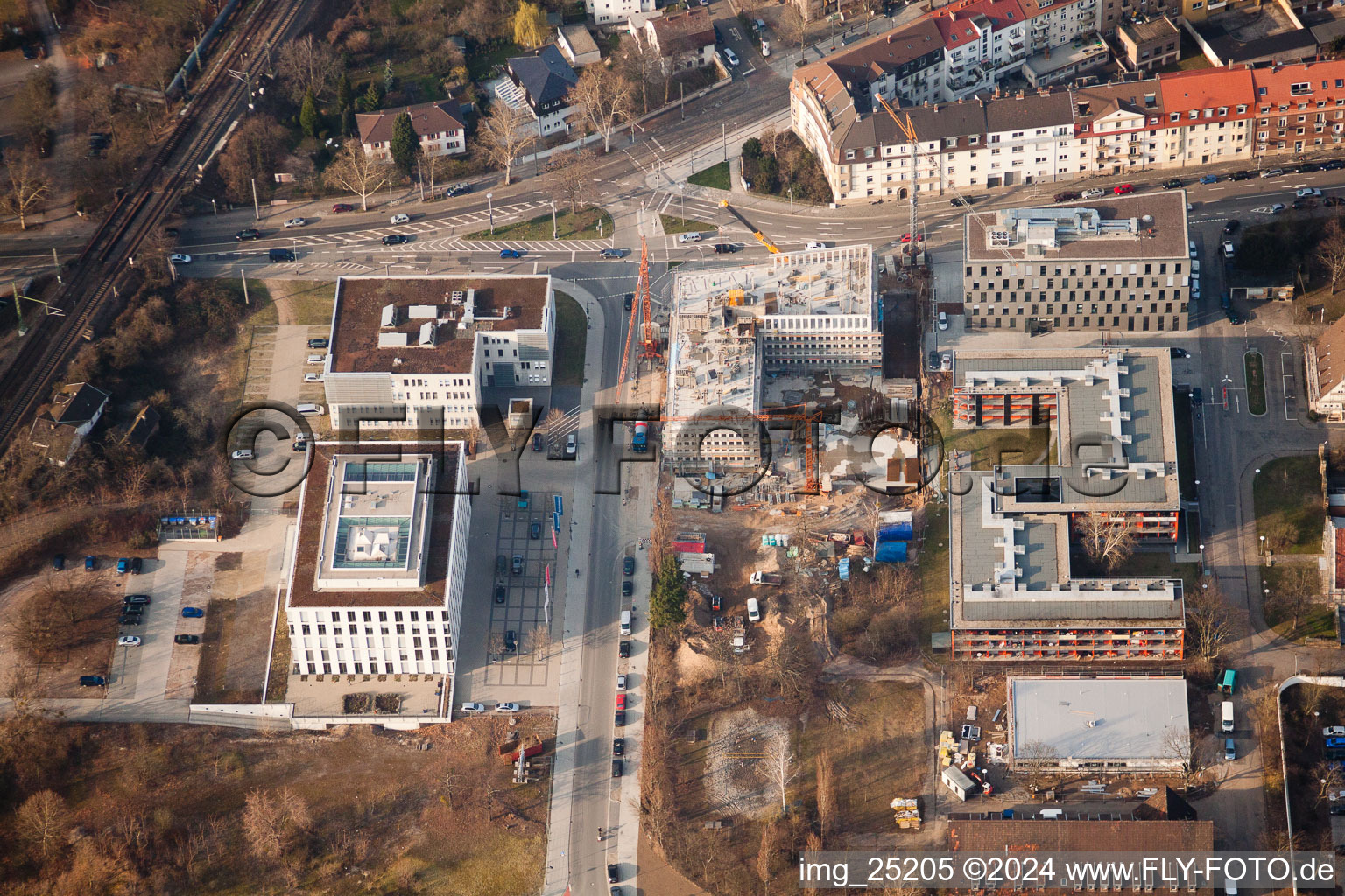 Projet EASTSITE de BAU Bauträgergesellschaft mbH à le quartier Neuostheim in Mannheim dans le département Bade-Wurtemberg, Allemagne depuis l'avion