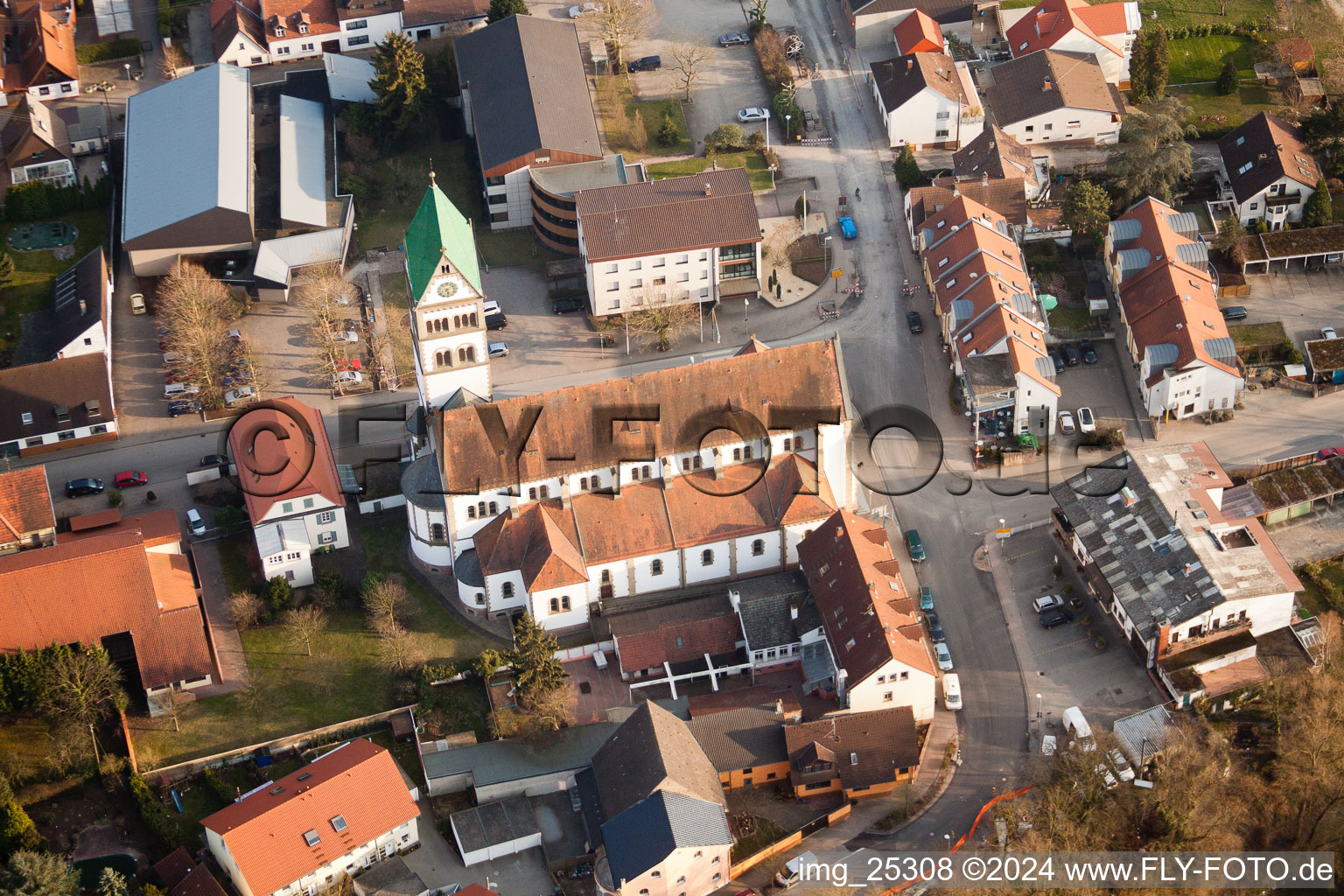 Vue aérienne de Saint Sébastien à Ketsch dans le département Bade-Wurtemberg, Allemagne