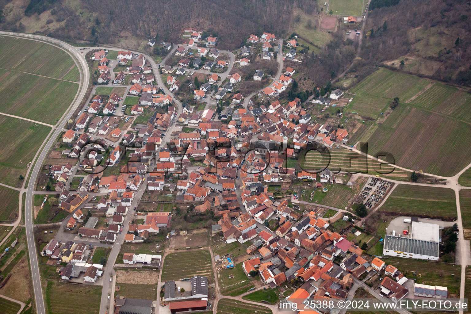 Eschbach dans le département Rhénanie-Palatinat, Allemagne vu d'un drone