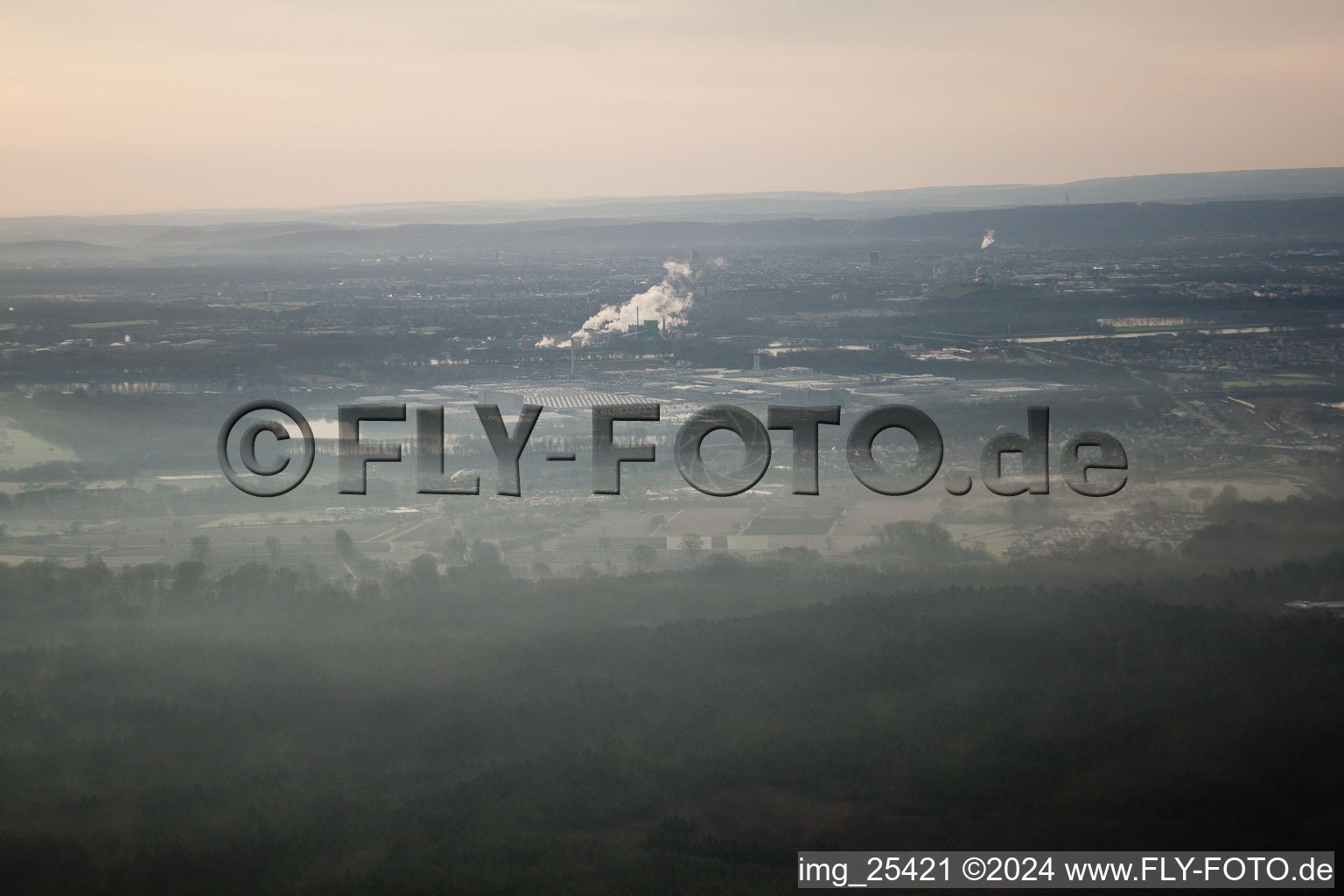 Vue aérienne de Wörth am Rhein dans le département Rhénanie-Palatinat, Allemagne