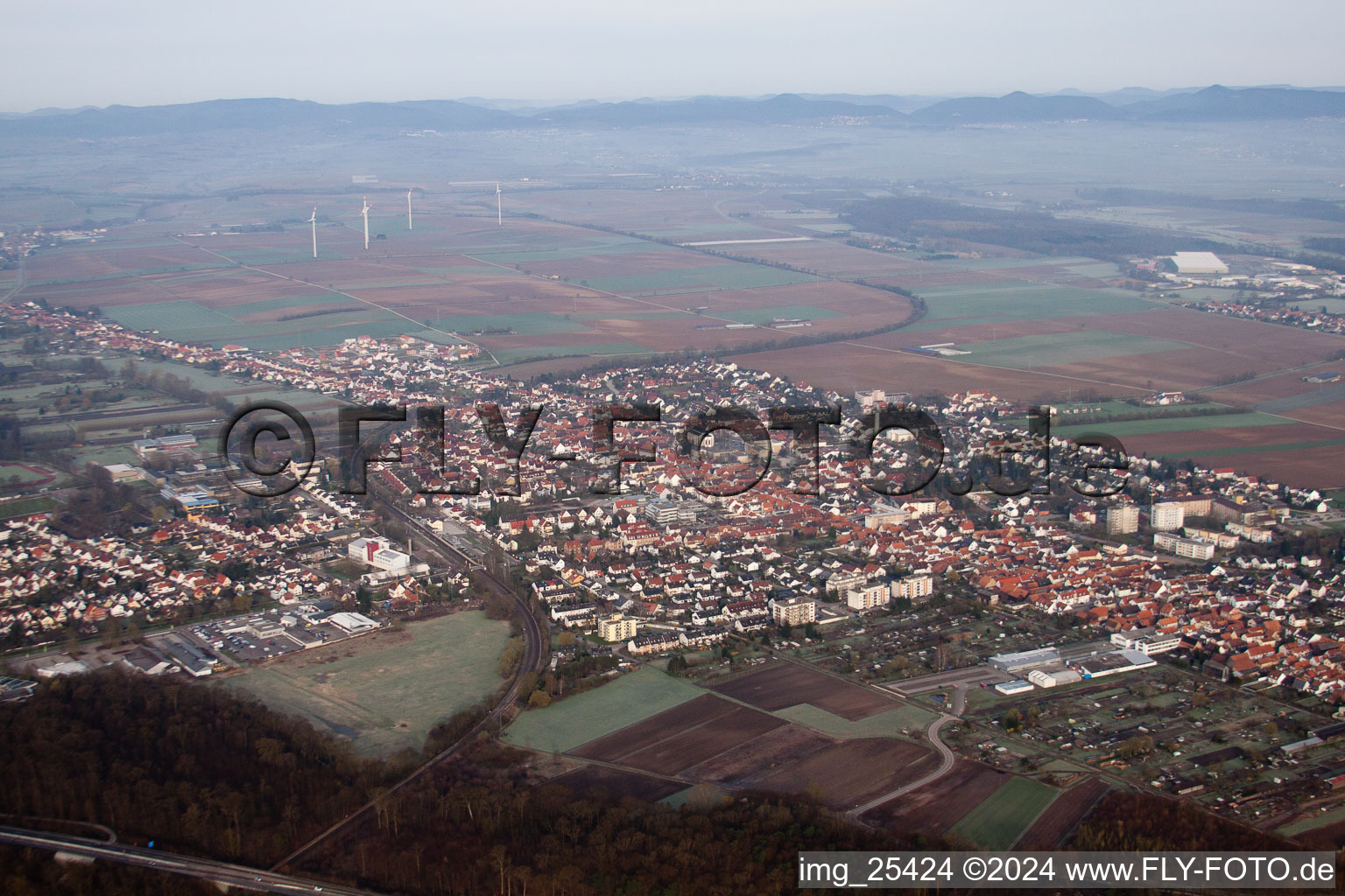 Vue aérienne de Kandel dans le département Rhénanie-Palatinat, Allemagne