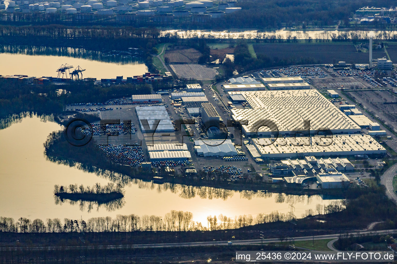 Photographie aérienne de Daimler de l'ouest à Wörth am Rhein dans le département Rhénanie-Palatinat, Allemagne