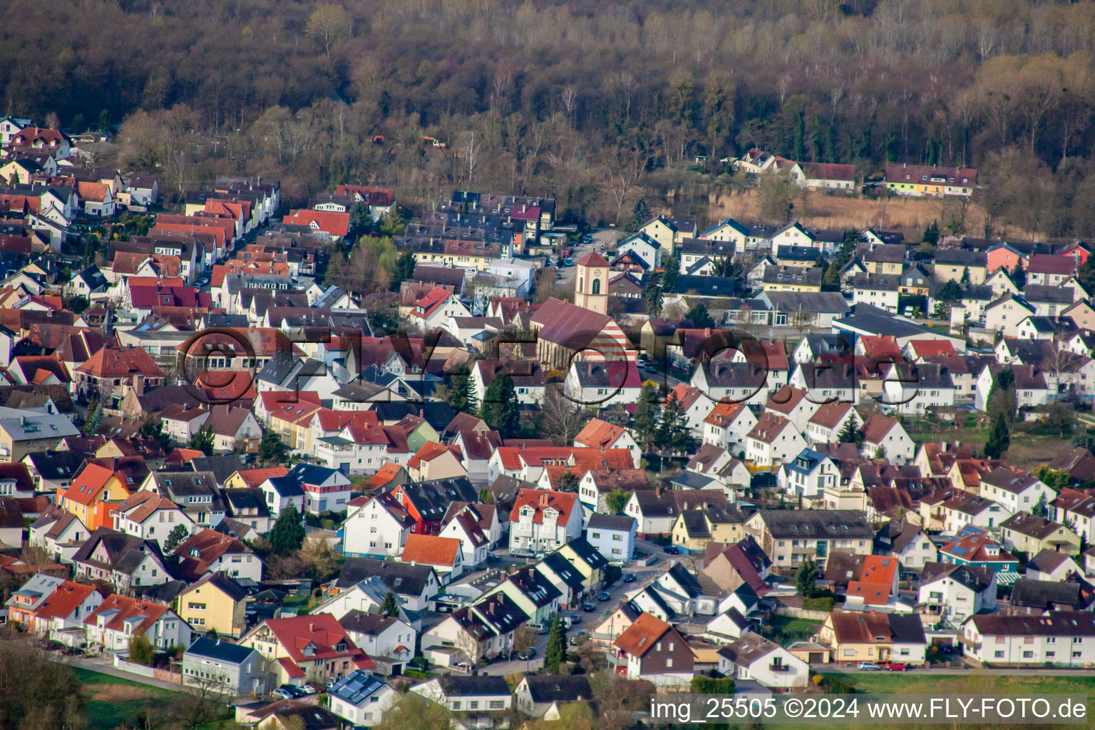 Photographie aérienne de De l'est à le quartier Neuburgweier in Rheinstetten dans le département Bade-Wurtemberg, Allemagne