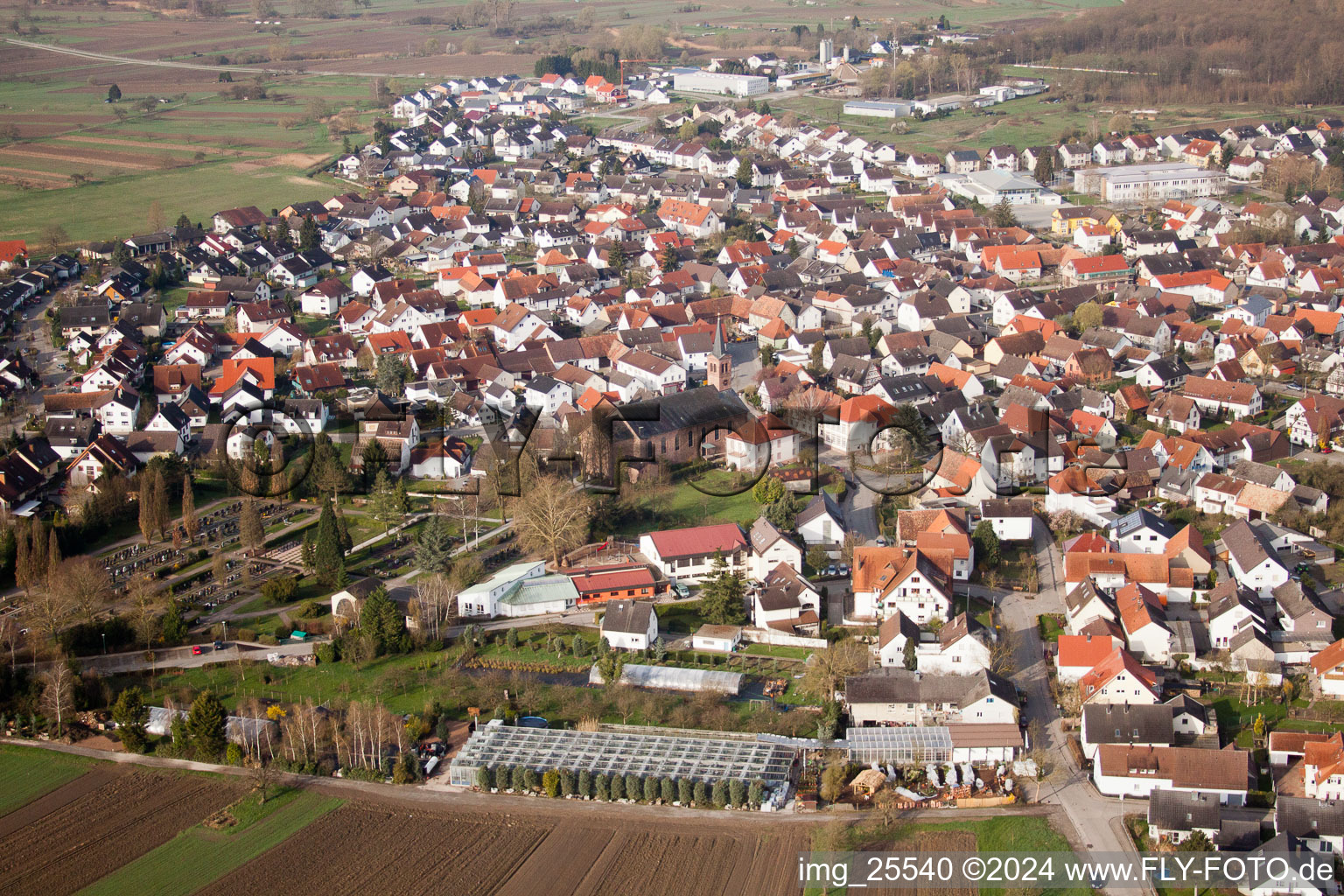 Vue aérienne de Quartier Neuburgweier à Au am Rhein dans le département Bade-Wurtemberg, Allemagne