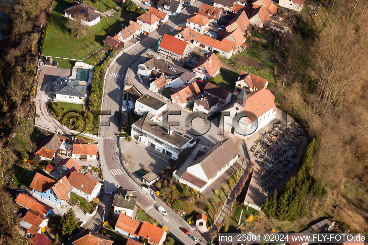 Vue oblique de Munchhausen dans le département Bas Rhin, France