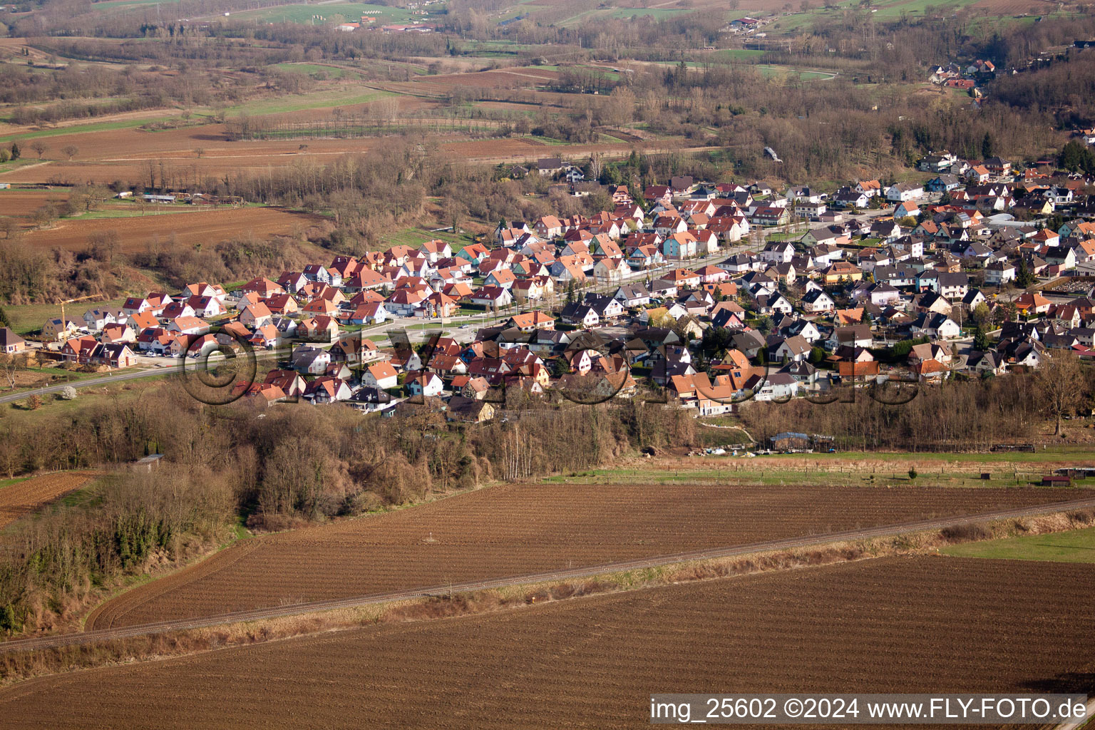 Mothern dans le département Bas Rhin, France depuis l'avion