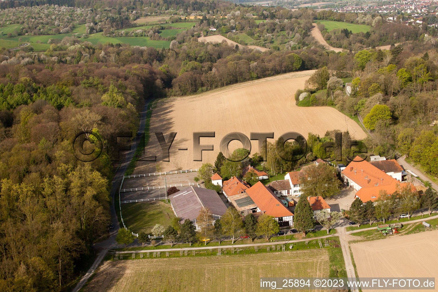 Vue aérienne de Rittnerthof à le quartier Durlach in Karlsruhe dans le département Bade-Wurtemberg, Allemagne