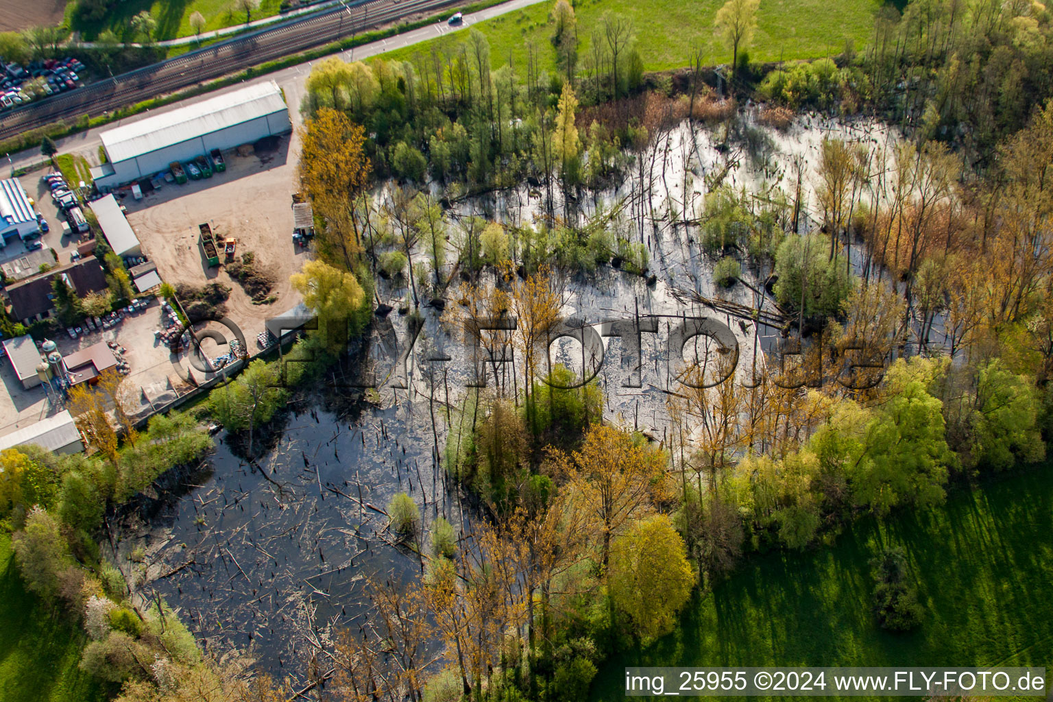 Vue aérienne de Biotope sur la Reetzstr à le quartier Söllingen in Pfinztal dans le département Bade-Wurtemberg, Allemagne