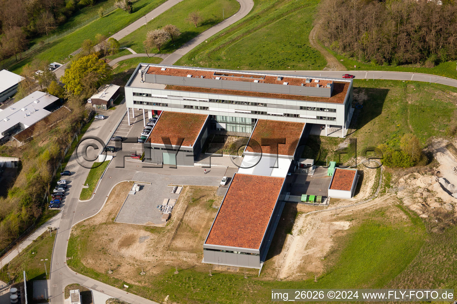 Pfinztal, Institut Fraunhofer de technologie chimique (TIC) à le quartier Grötzingen in Karlsruhe dans le département Bade-Wurtemberg, Allemagne vue d'en haut