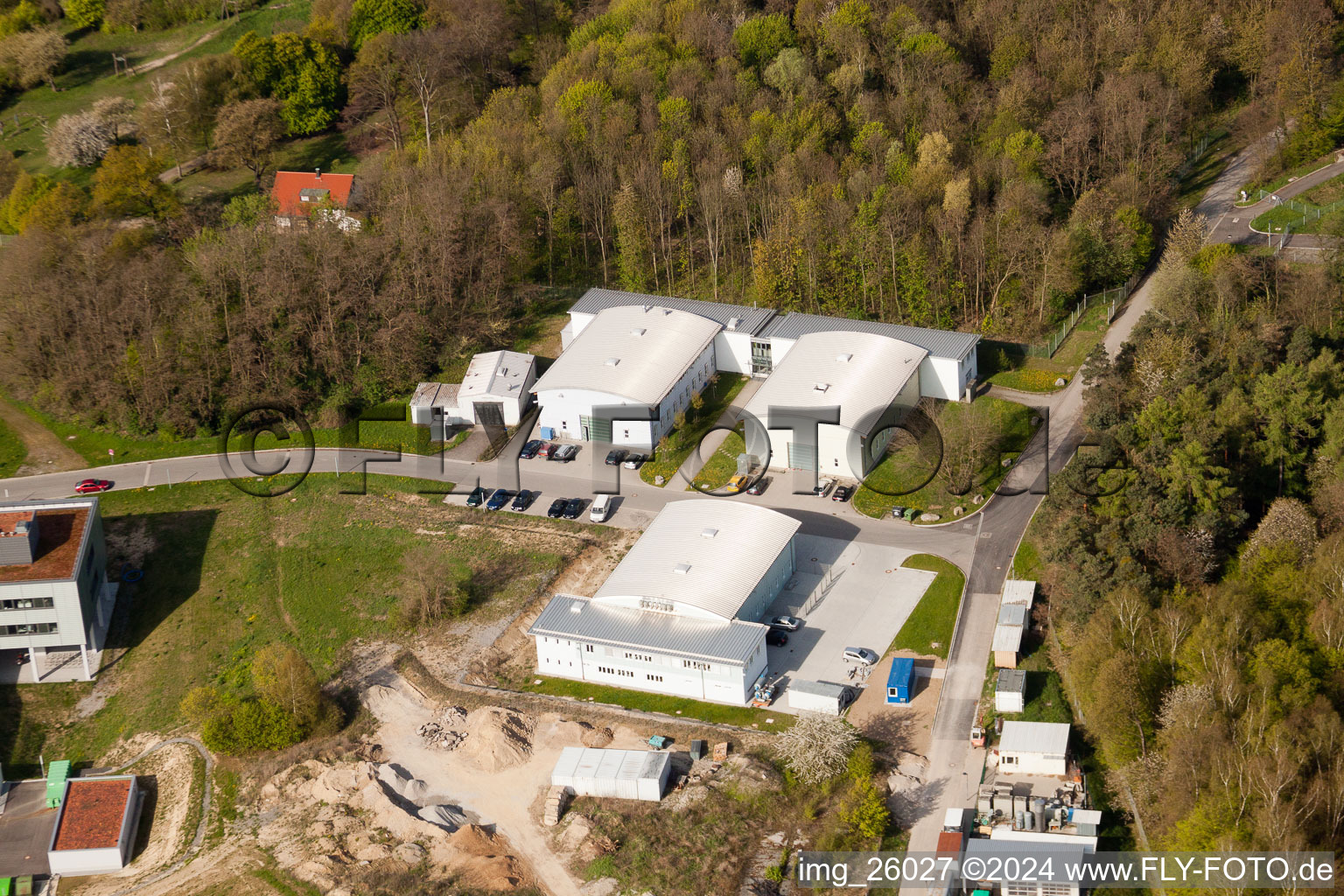 Pfinztal, Institut Fraunhofer de technologie chimique (TIC) à le quartier Grötzingen in Karlsruhe dans le département Bade-Wurtemberg, Allemagne depuis l'avion