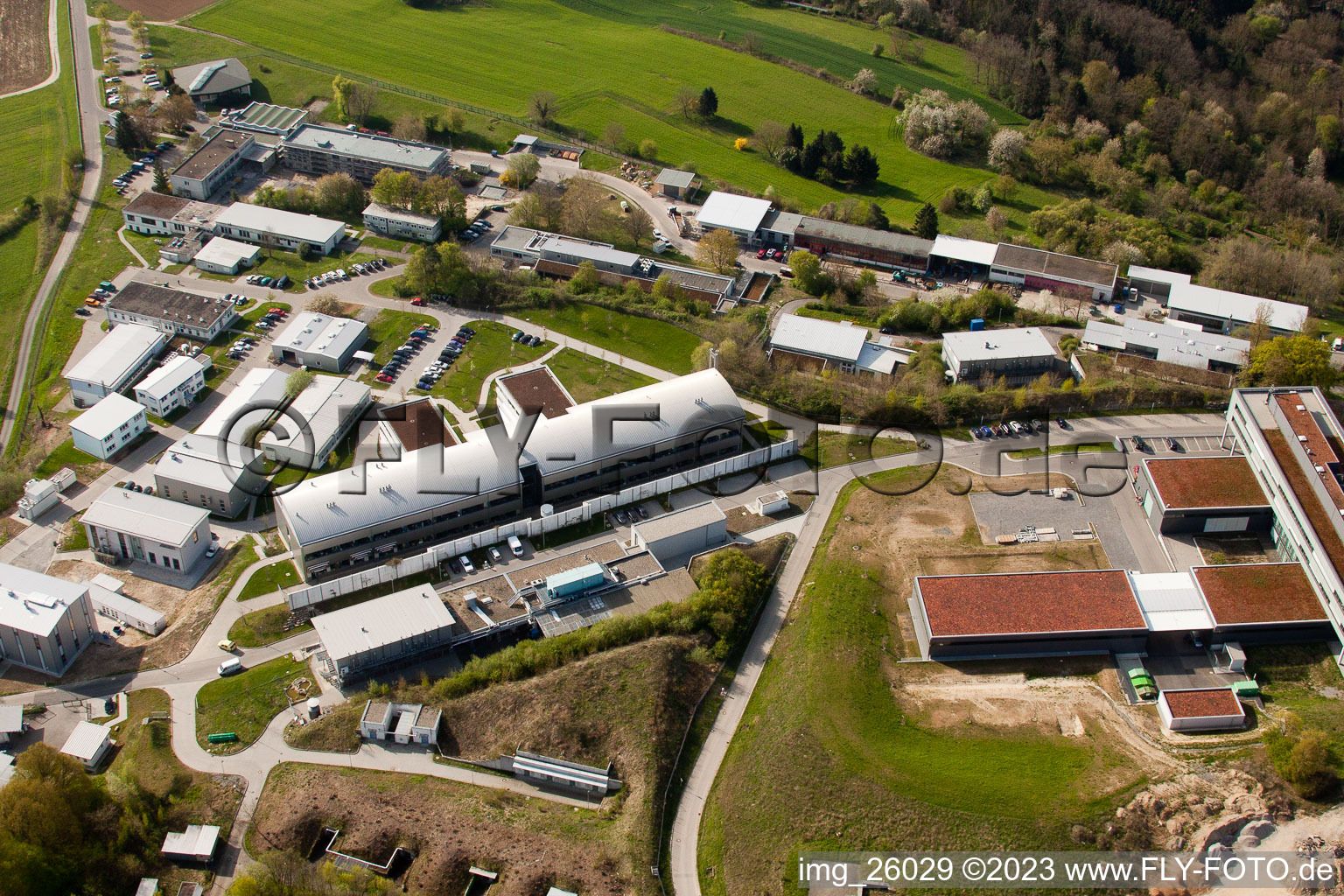 Pfinztal, Institut Fraunhofer de technologie chimique (TIC) à le quartier Grötzingen in Karlsruhe dans le département Bade-Wurtemberg, Allemagne vue du ciel