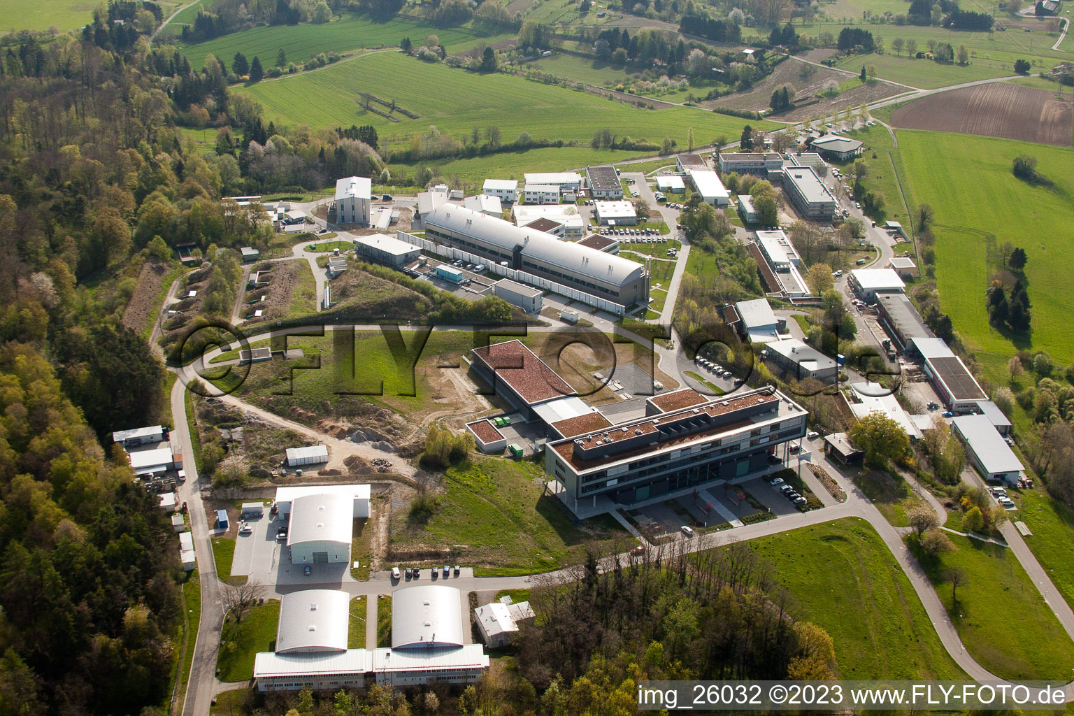 Vue aérienne de Pfinztal, Institut Fraunhofer de technologie chimique (TIC) de l'ouest à le quartier Grötzingen in Karlsruhe dans le département Bade-Wurtemberg, Allemagne