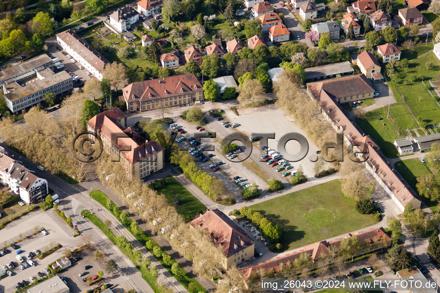 Vue aérienne de Funkterstr à le quartier Durlach in Karlsruhe dans le département Bade-Wurtemberg, Allemagne