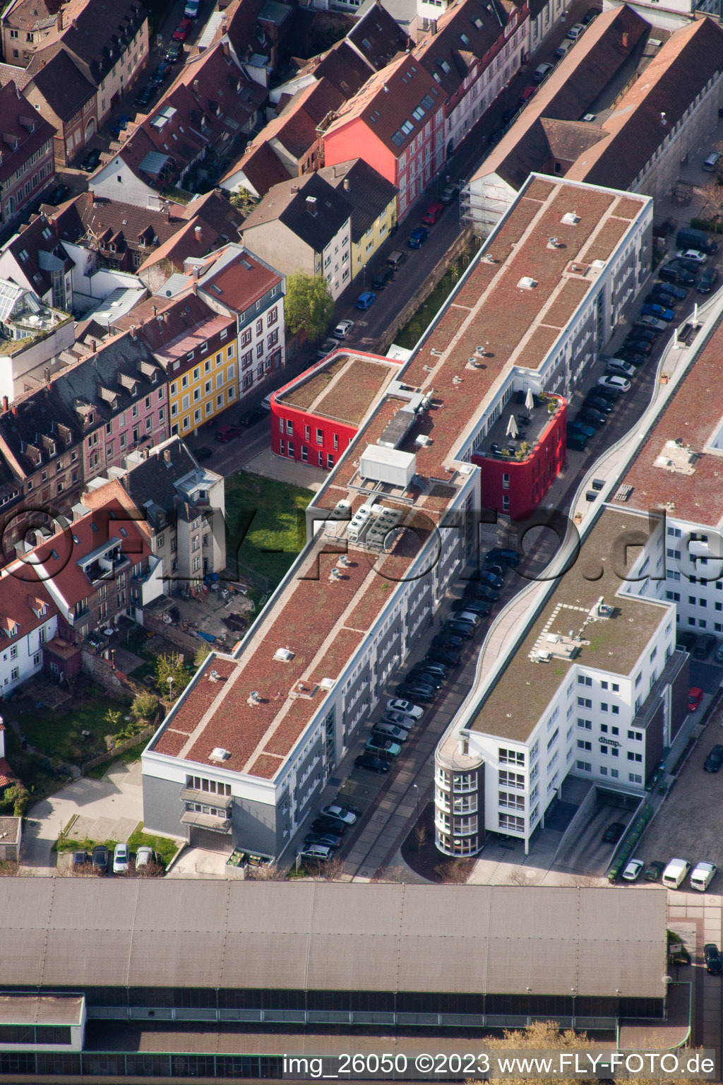 Vue aérienne de À la fonderie à le quartier Durlach in Karlsruhe dans le département Bade-Wurtemberg, Allemagne