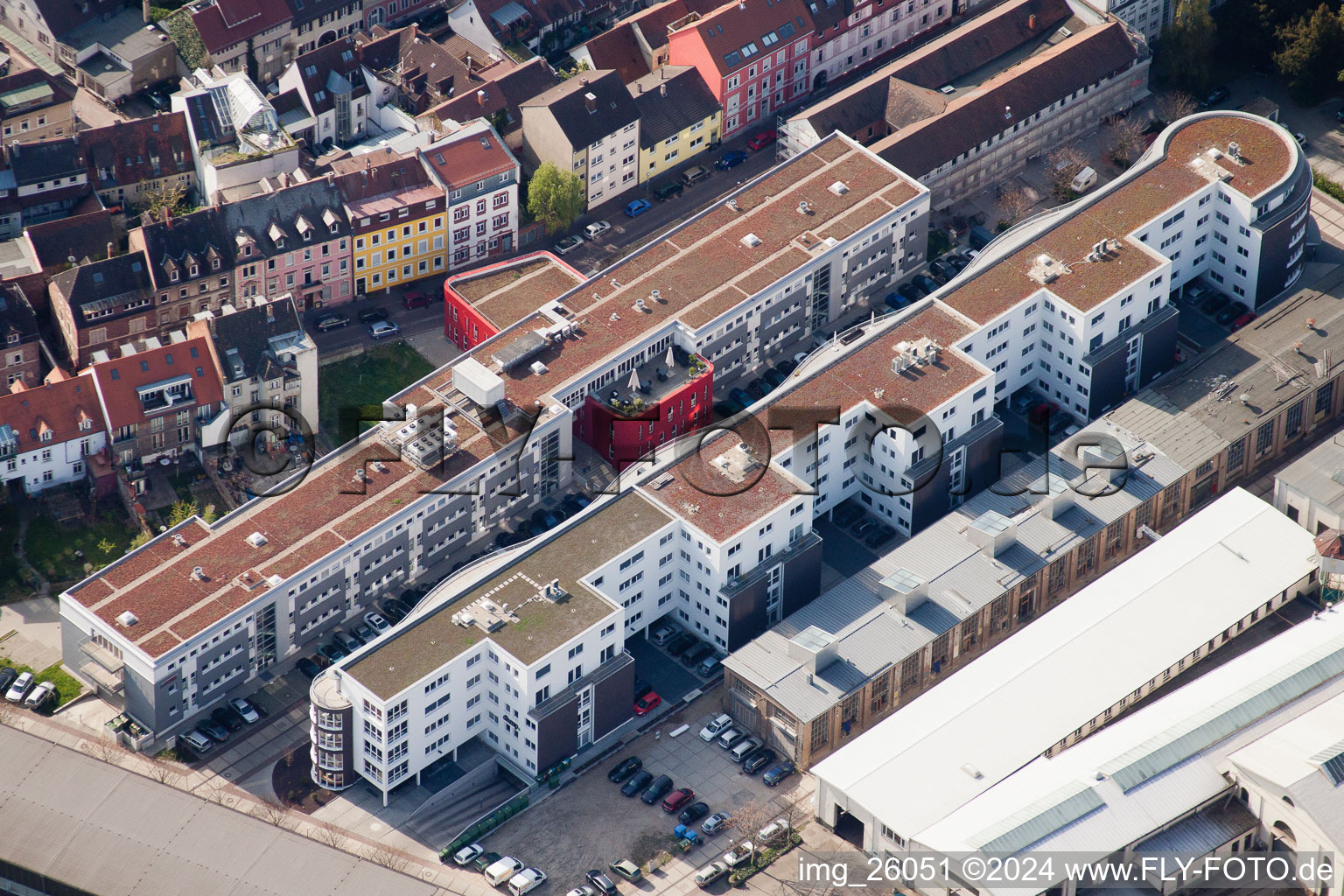 Photographie aérienne de À la fonderie à le quartier Durlach in Karlsruhe dans le département Bade-Wurtemberg, Allemagne