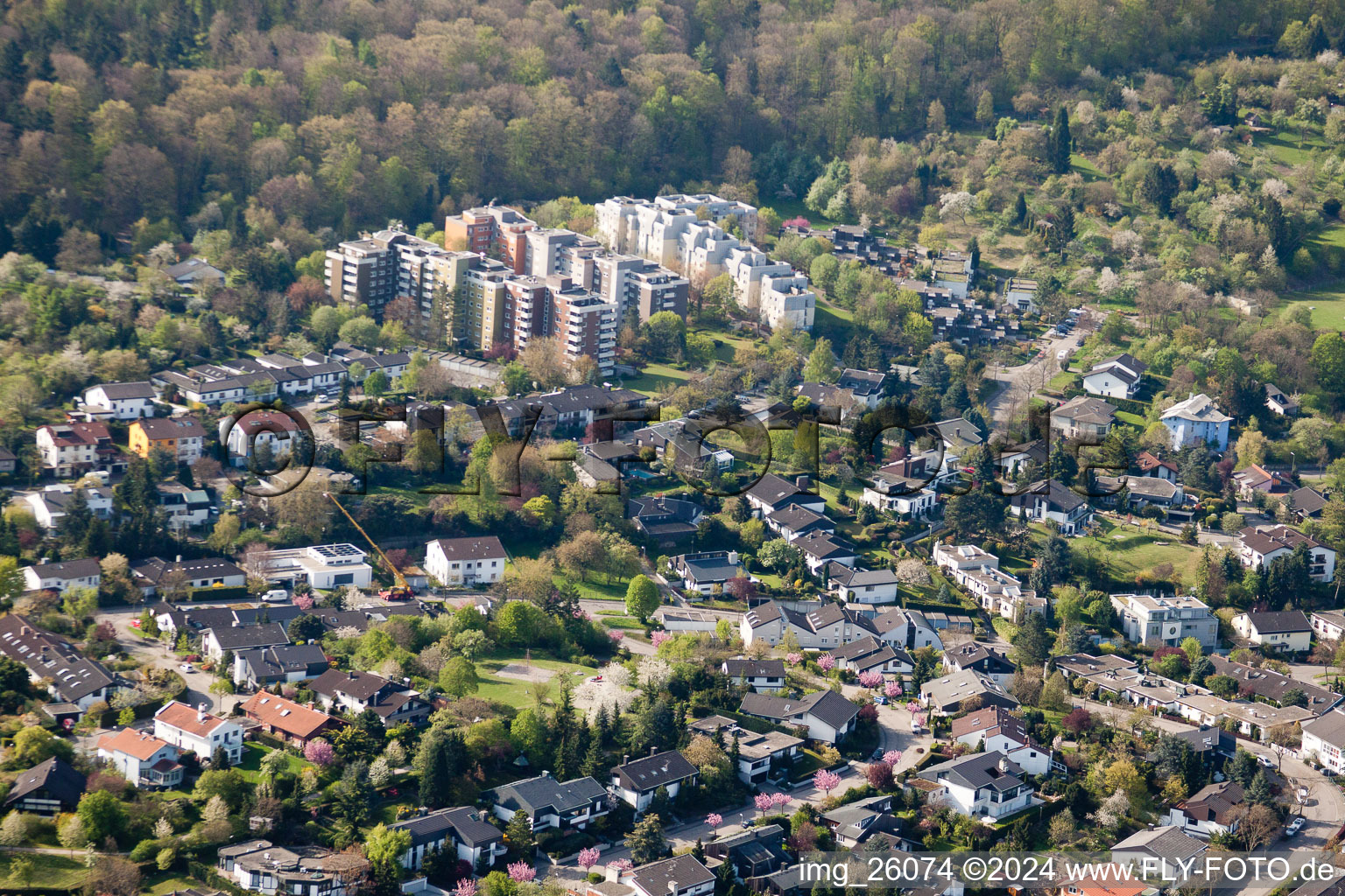 Vue aérienne de Quartier du Geigersberg dans la zone urbaine à le quartier Durlach in Karlsruhe dans le département Bade-Wurtemberg, Allemagne