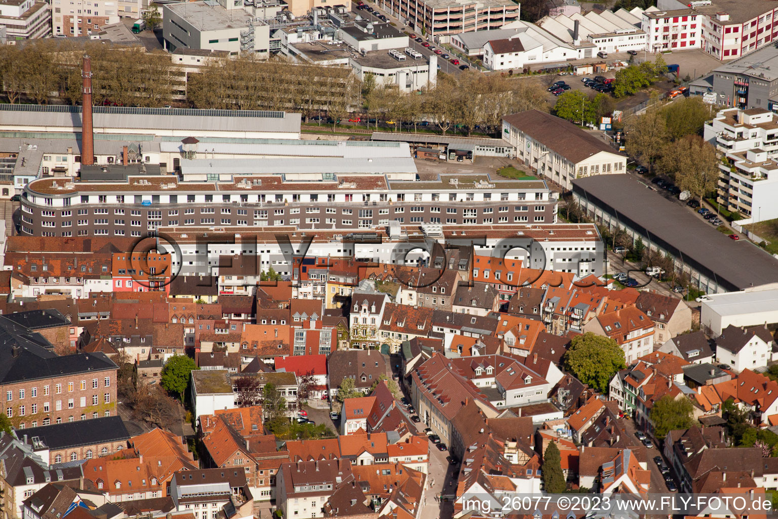 Photographie aérienne de À l'ancienne fonderie à le quartier Durlach in Karlsruhe dans le département Bade-Wurtemberg, Allemagne