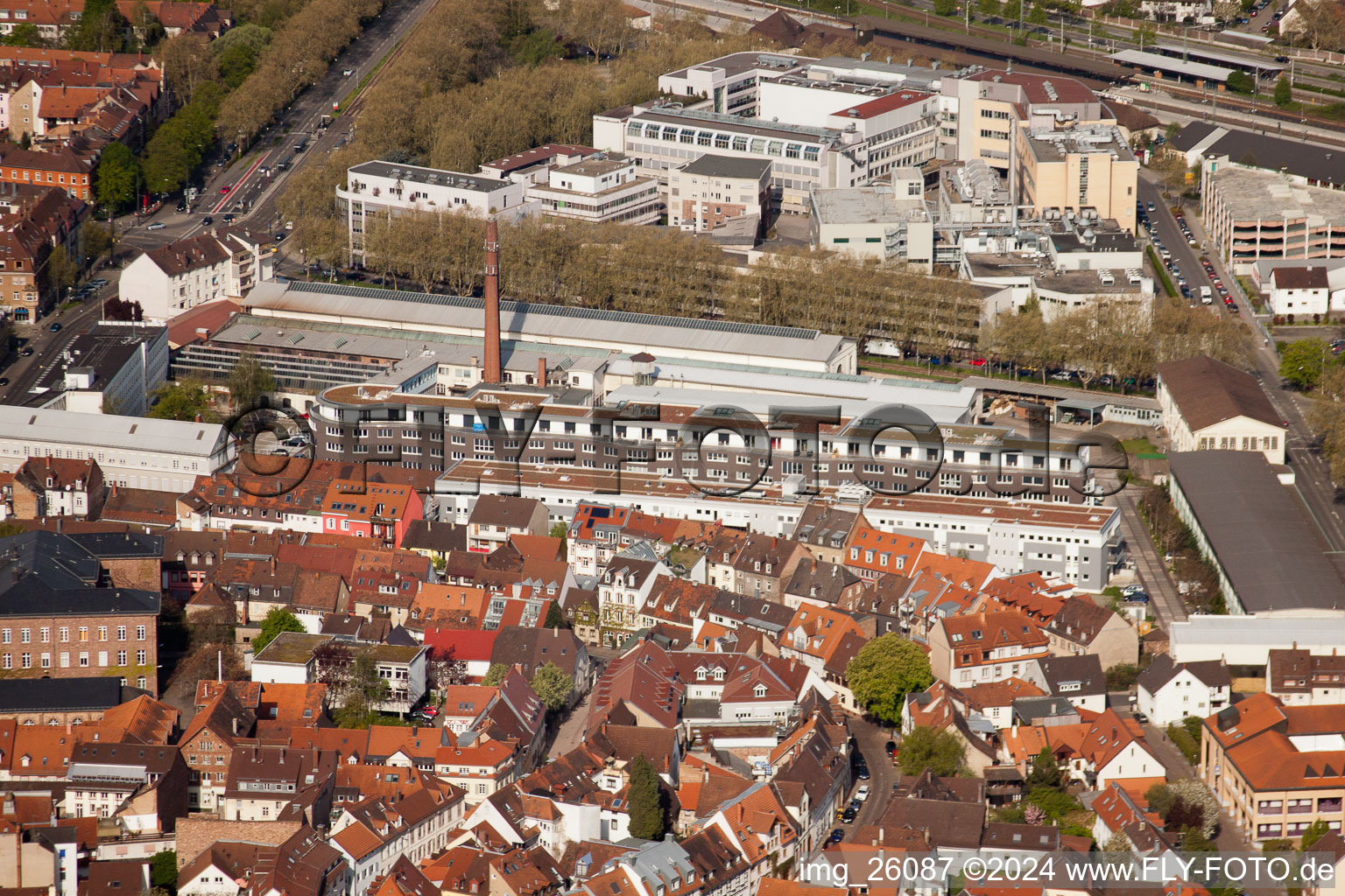 À la fonderie à le quartier Durlach in Karlsruhe dans le département Bade-Wurtemberg, Allemagne vue d'en haut