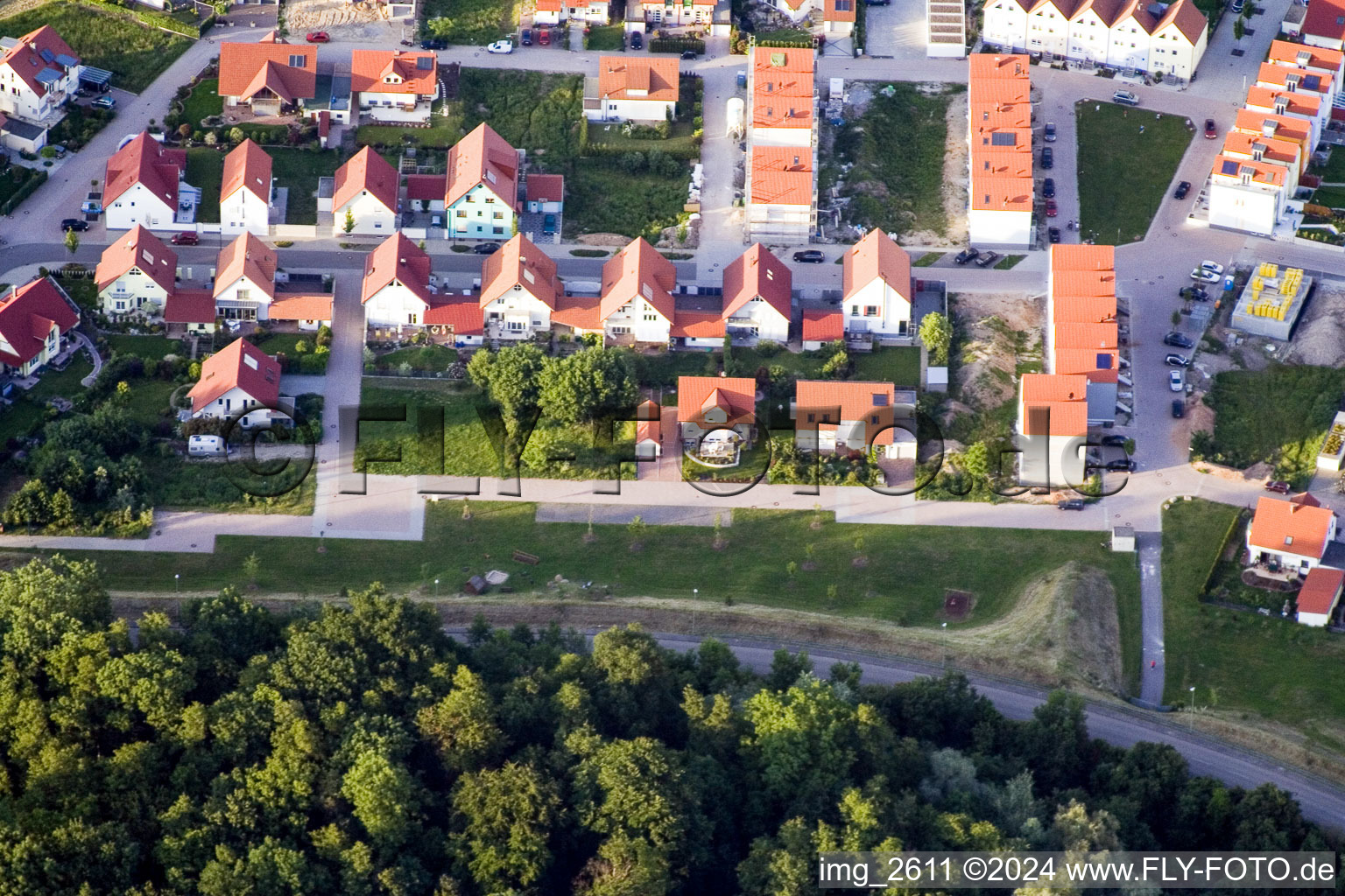 Photographie aérienne de Nouvelle zone de développement à Wörth am Rhein dans le département Rhénanie-Palatinat, Allemagne