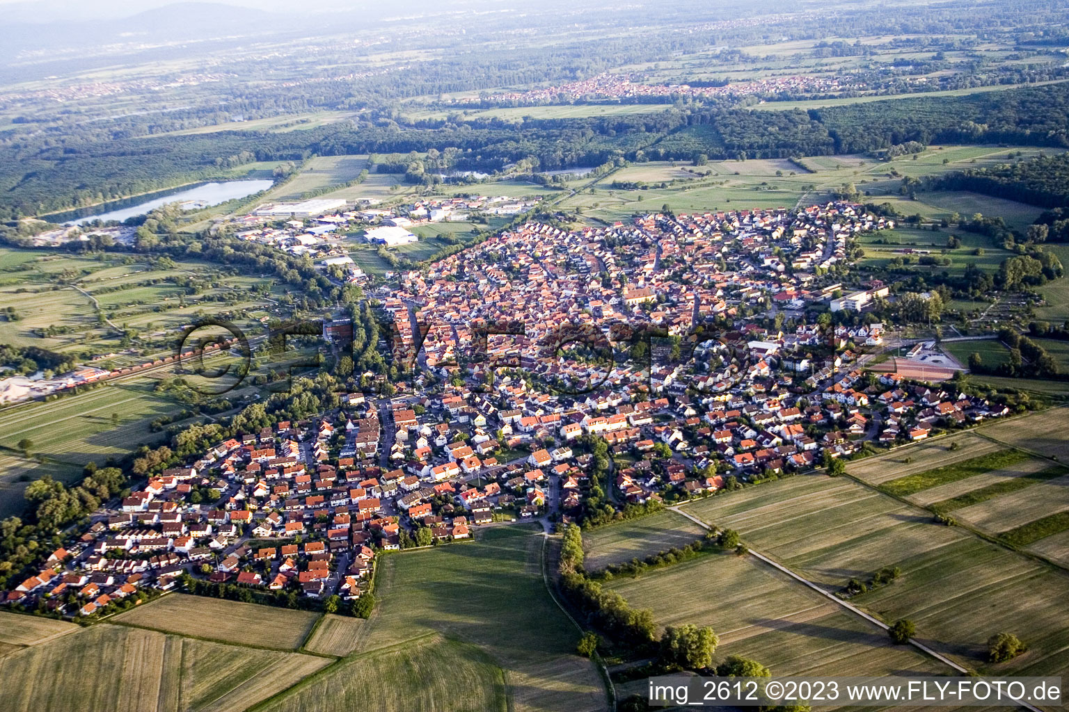 Vue aérienne de Du nord-ouest à Hagenbach dans le département Rhénanie-Palatinat, Allemagne