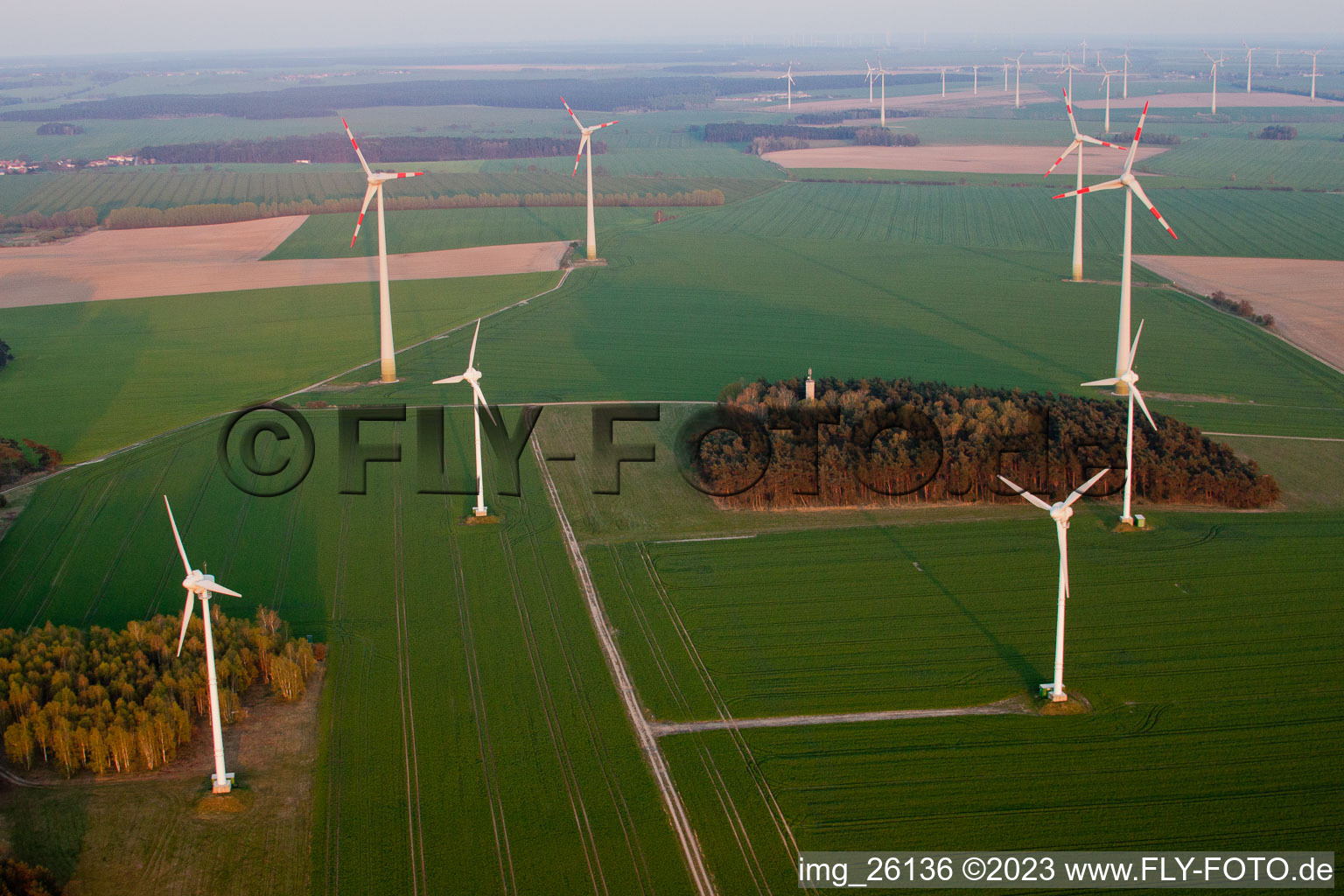 Vue aérienne de Parc éolien à Neumarkt, Brandebourg à Neumarkt dans le département Brandebourg, Allemagne