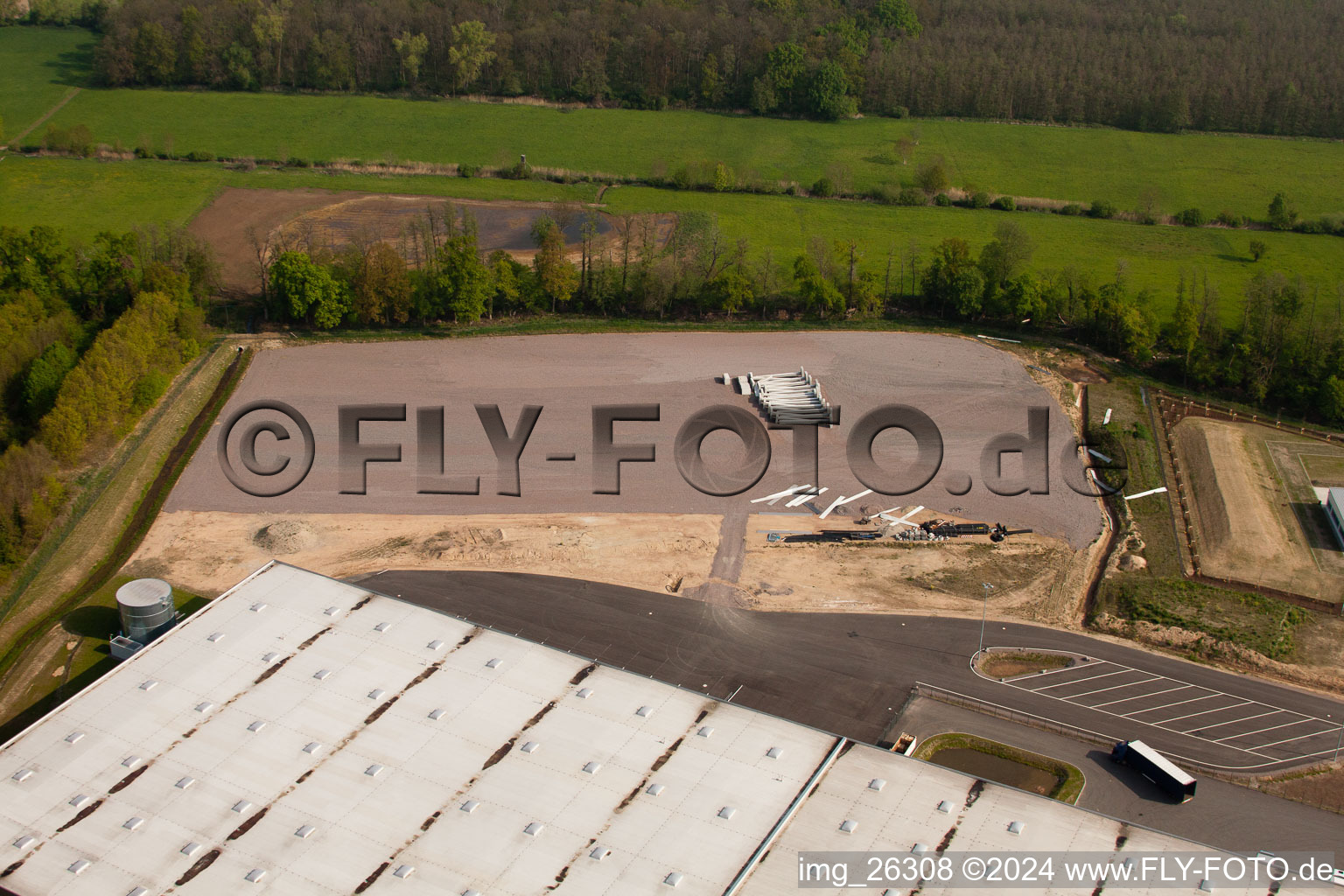 Photographie aérienne de Centre logistique de Gazely dans la zone industrielle de Horst à le quartier Minderslachen in Kandel dans le département Rhénanie-Palatinat, Allemagne